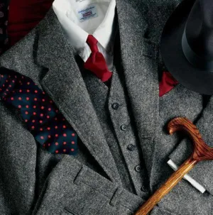 3-Piece Men's Suit Tweed Plus Size Suit