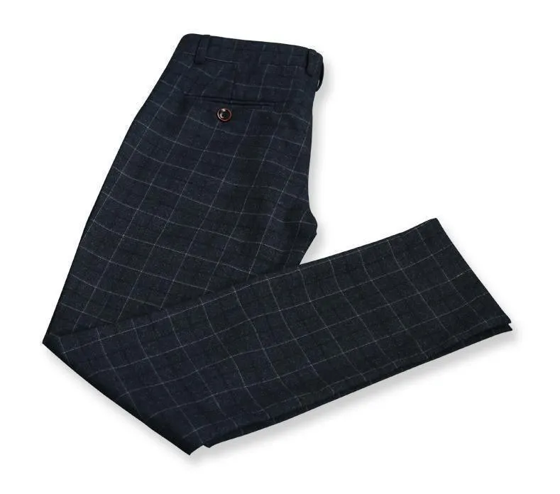 3-Piece Men's Suits Plaid Slim Fit 1-Button Suits