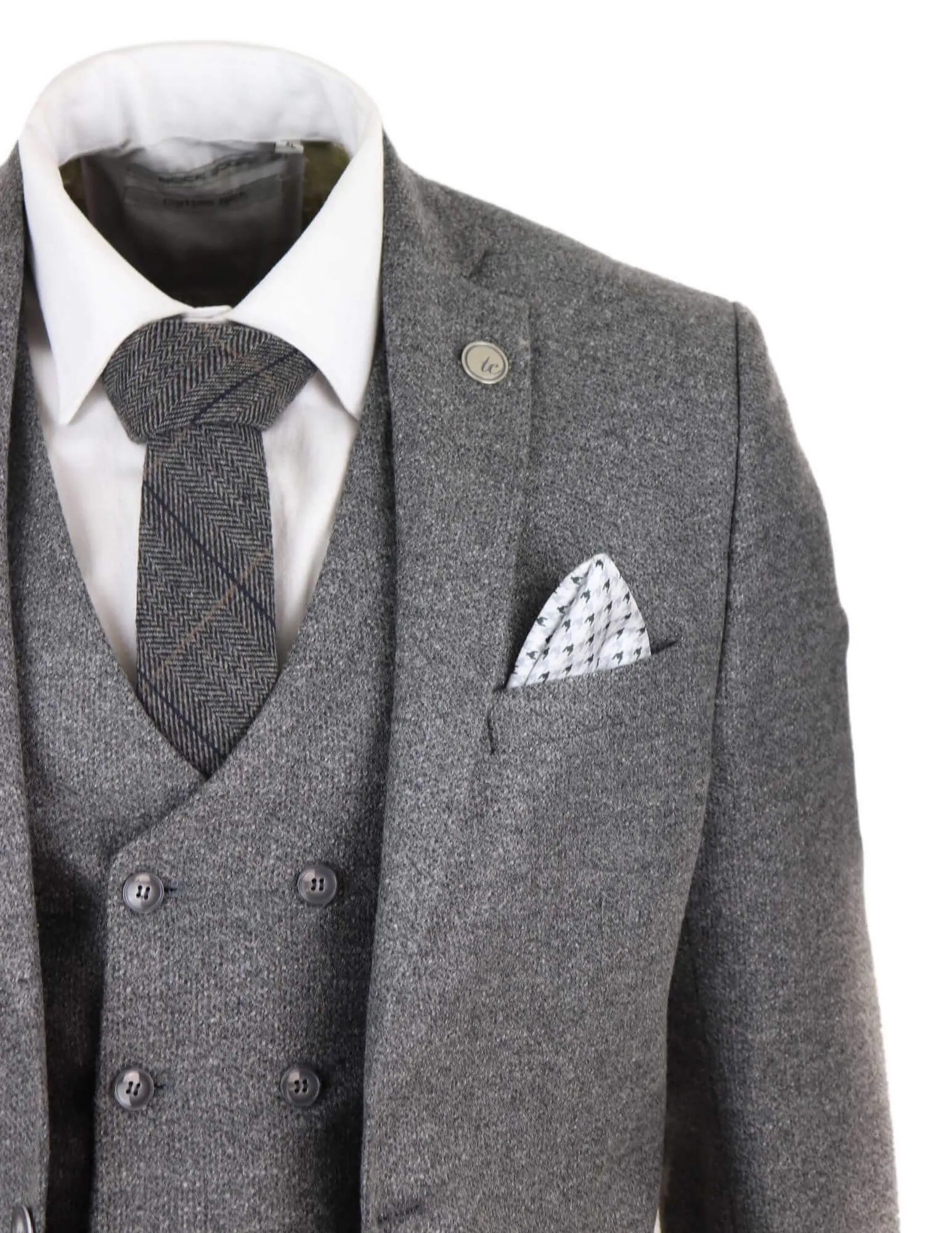 3 Piece Suit Double Breasted Tweed