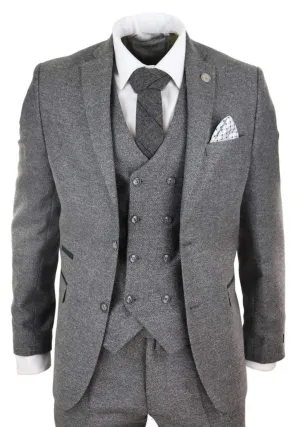3 Piece Suit Double Breasted Tweed