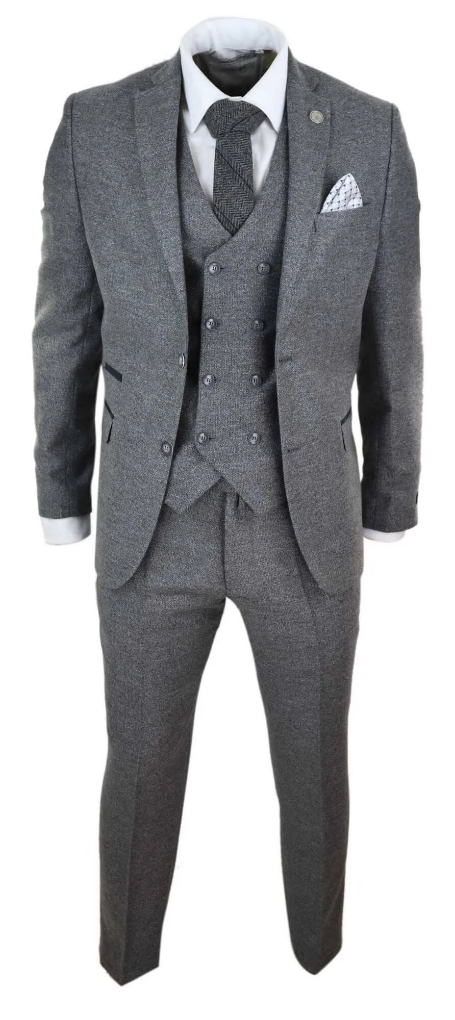 3 Piece Suit Double Breasted Tweed