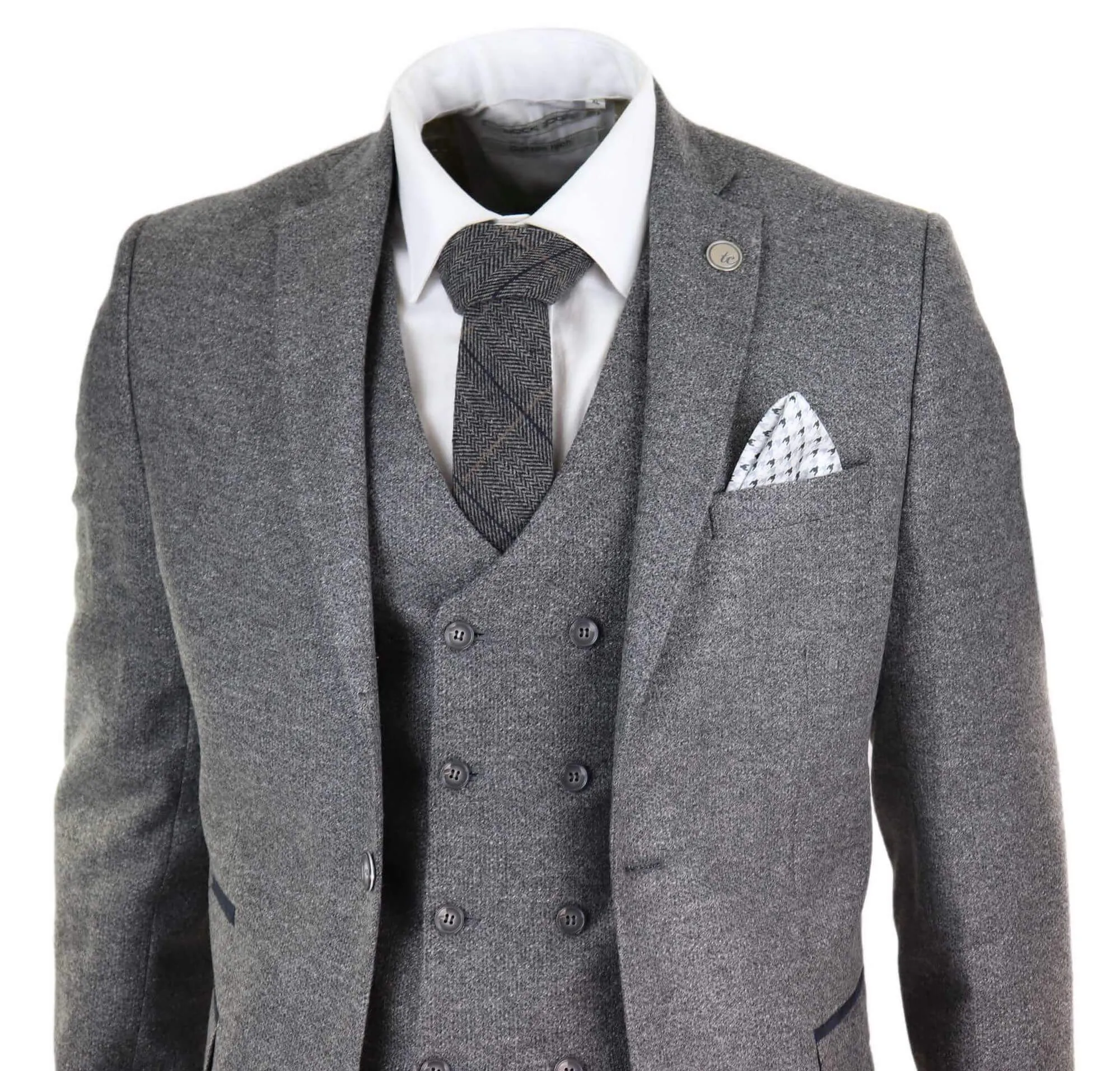 3 Piece Suit Double Breasted Tweed