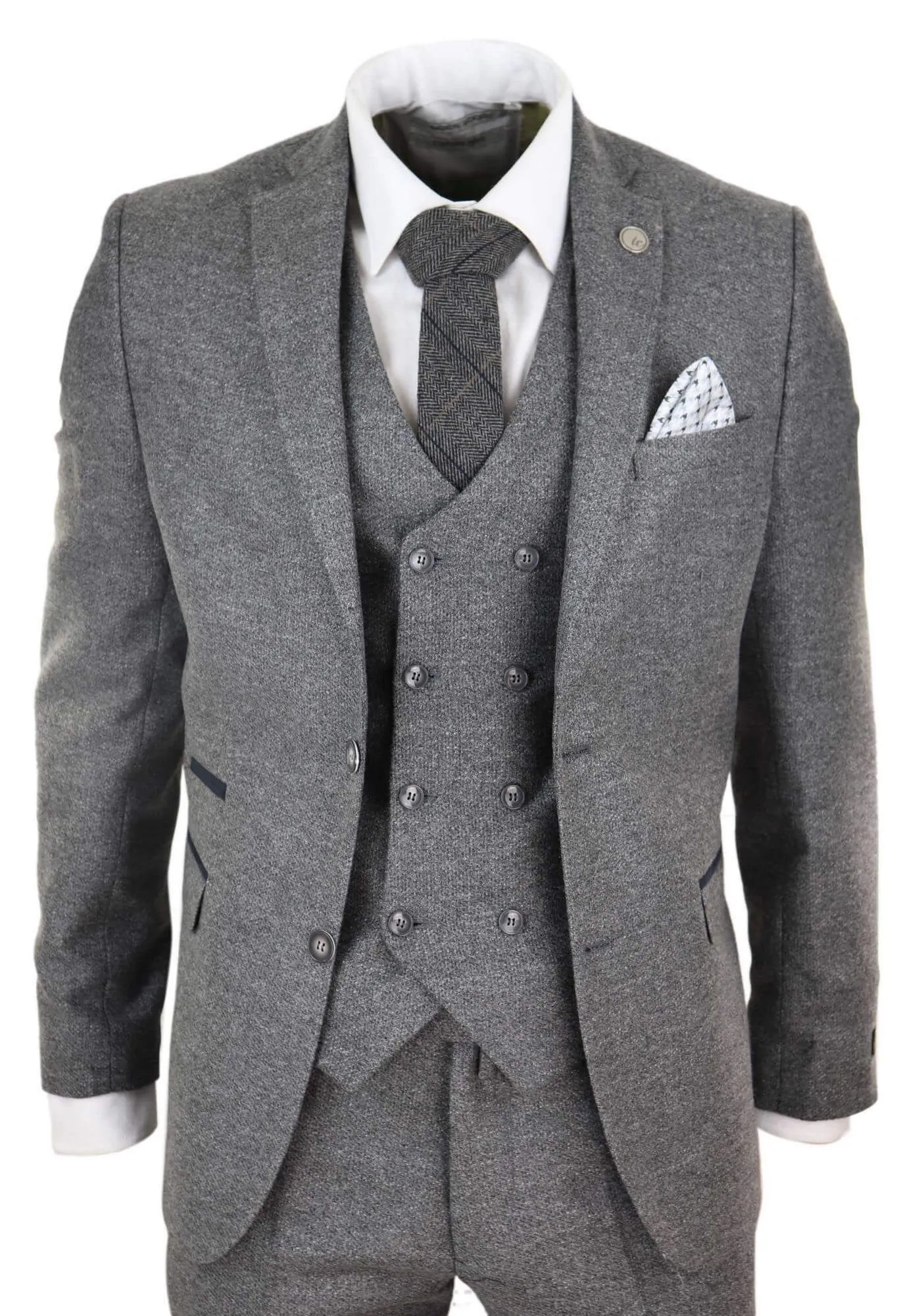 3 Piece Suit Double Breasted Tweed