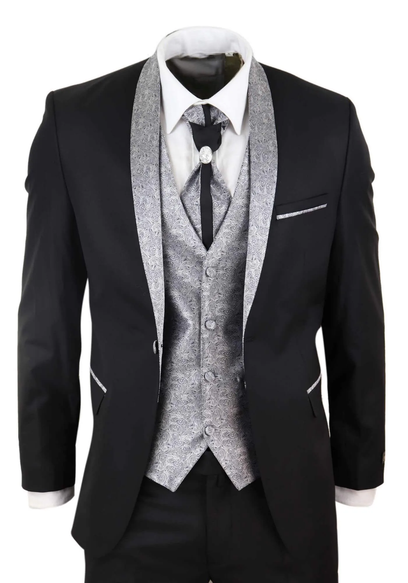 4 Piece Wedding Suit Groom Cravat |