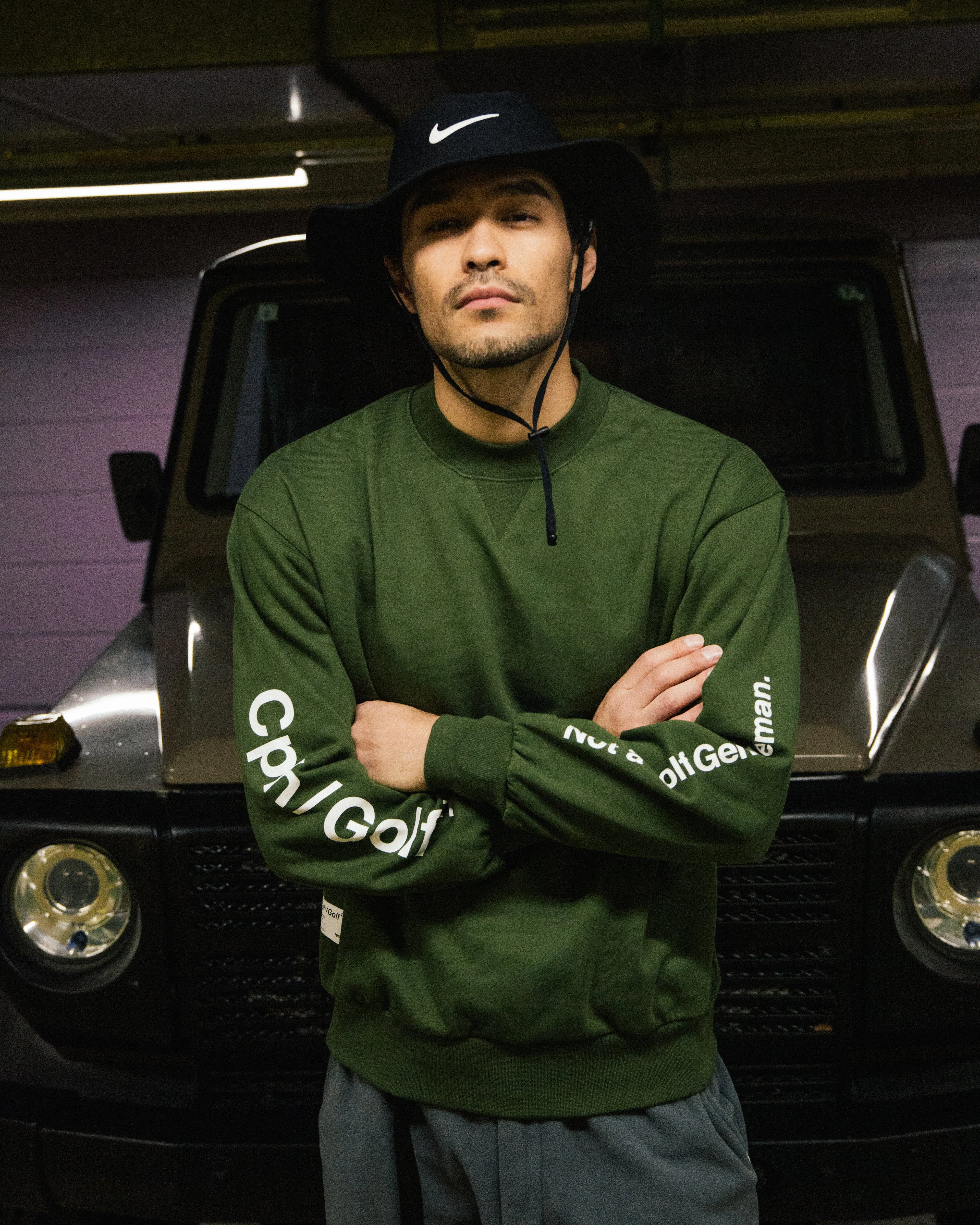 #ACTIVE MOCK NECKN SWEAT GREEN