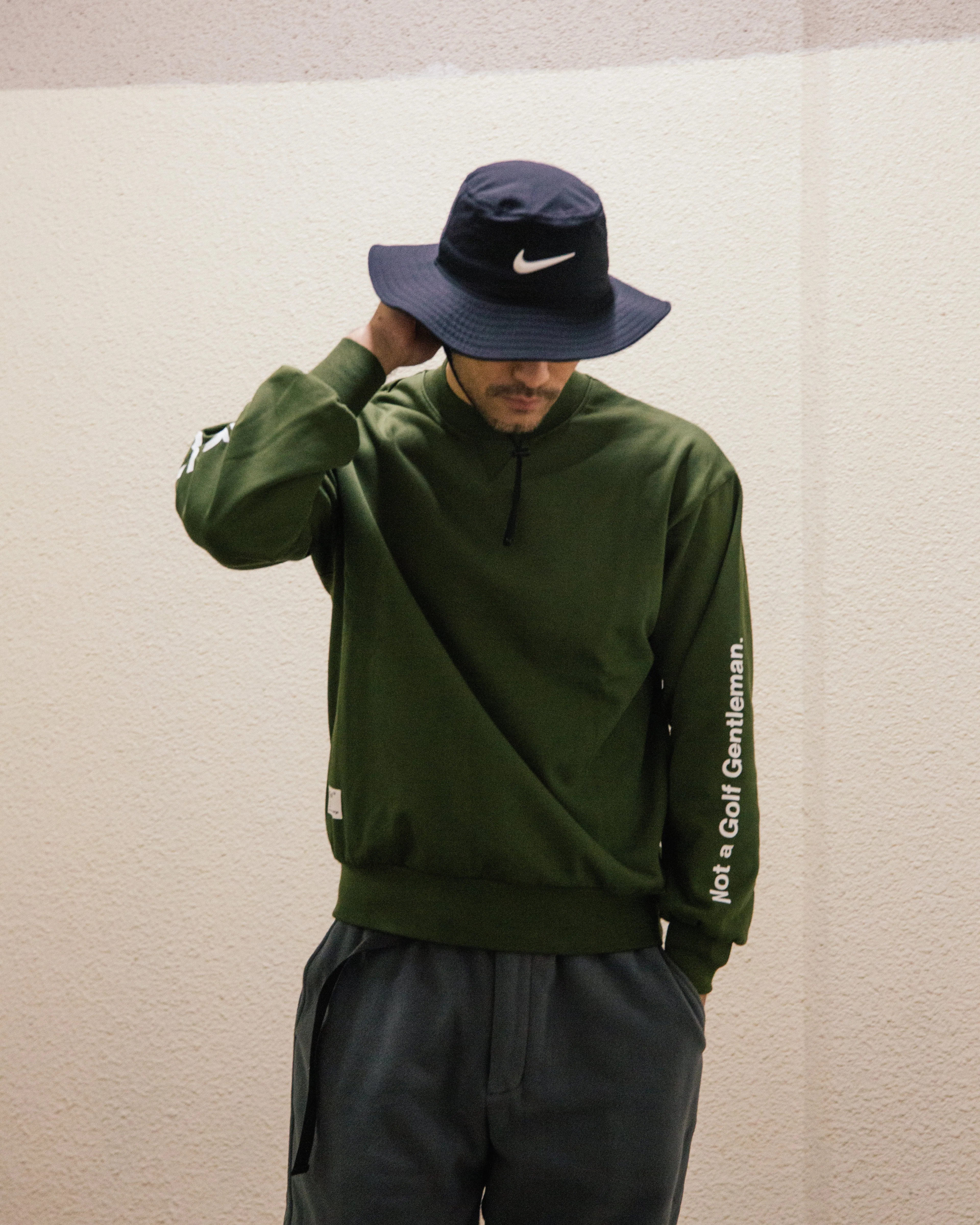 #ACTIVE MOCK NECKN SWEAT GREEN