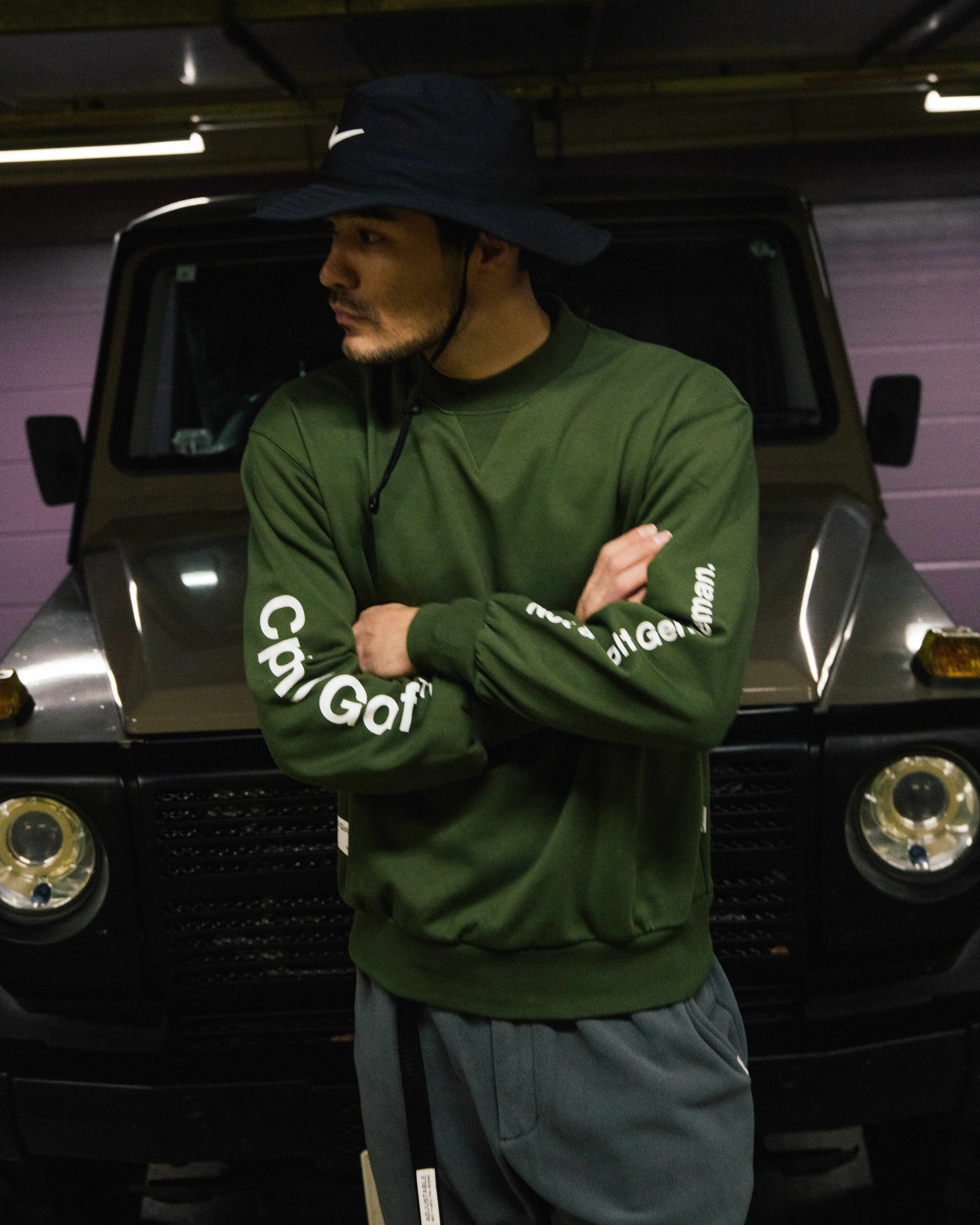#ACTIVE MOCK NECKN SWEAT GREEN