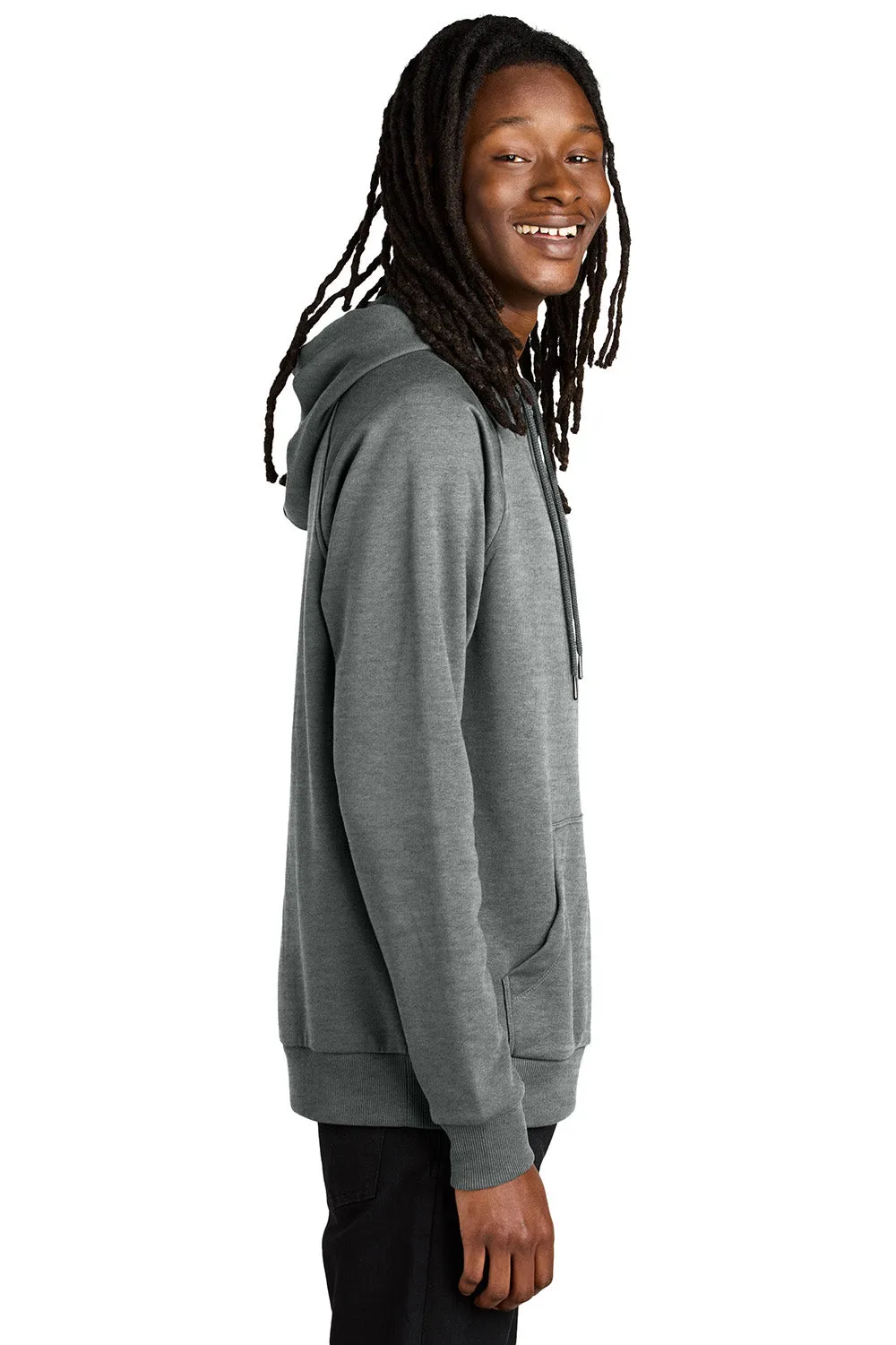 Allmade Mens CVC Fleece Hooded Sweatshirt Hoodie w/ Pouch Pocket - Heather Aluminum Grey
