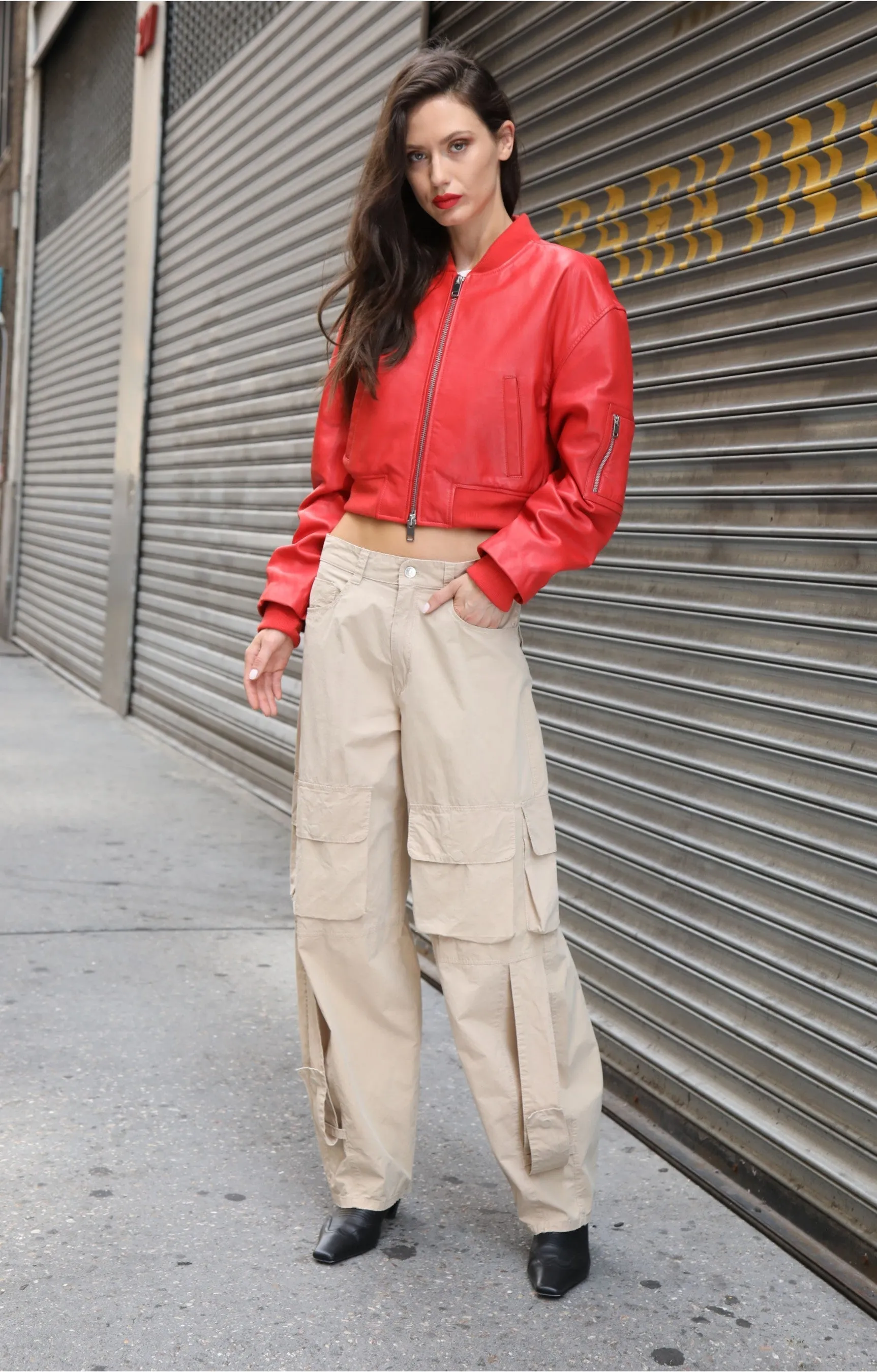 Andrea Jacket, Scarlet - Leather