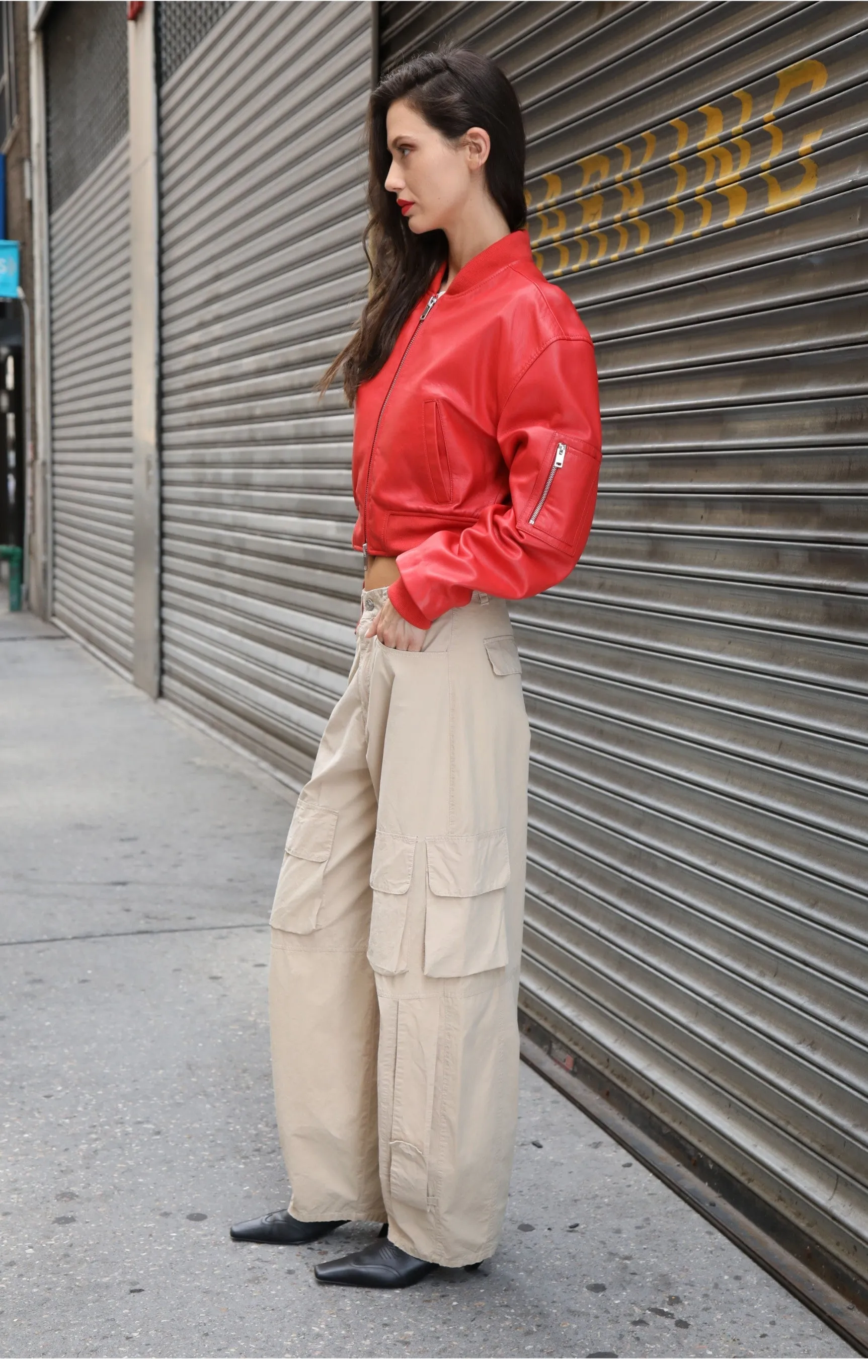 Andrea Jacket, Scarlet - Leather