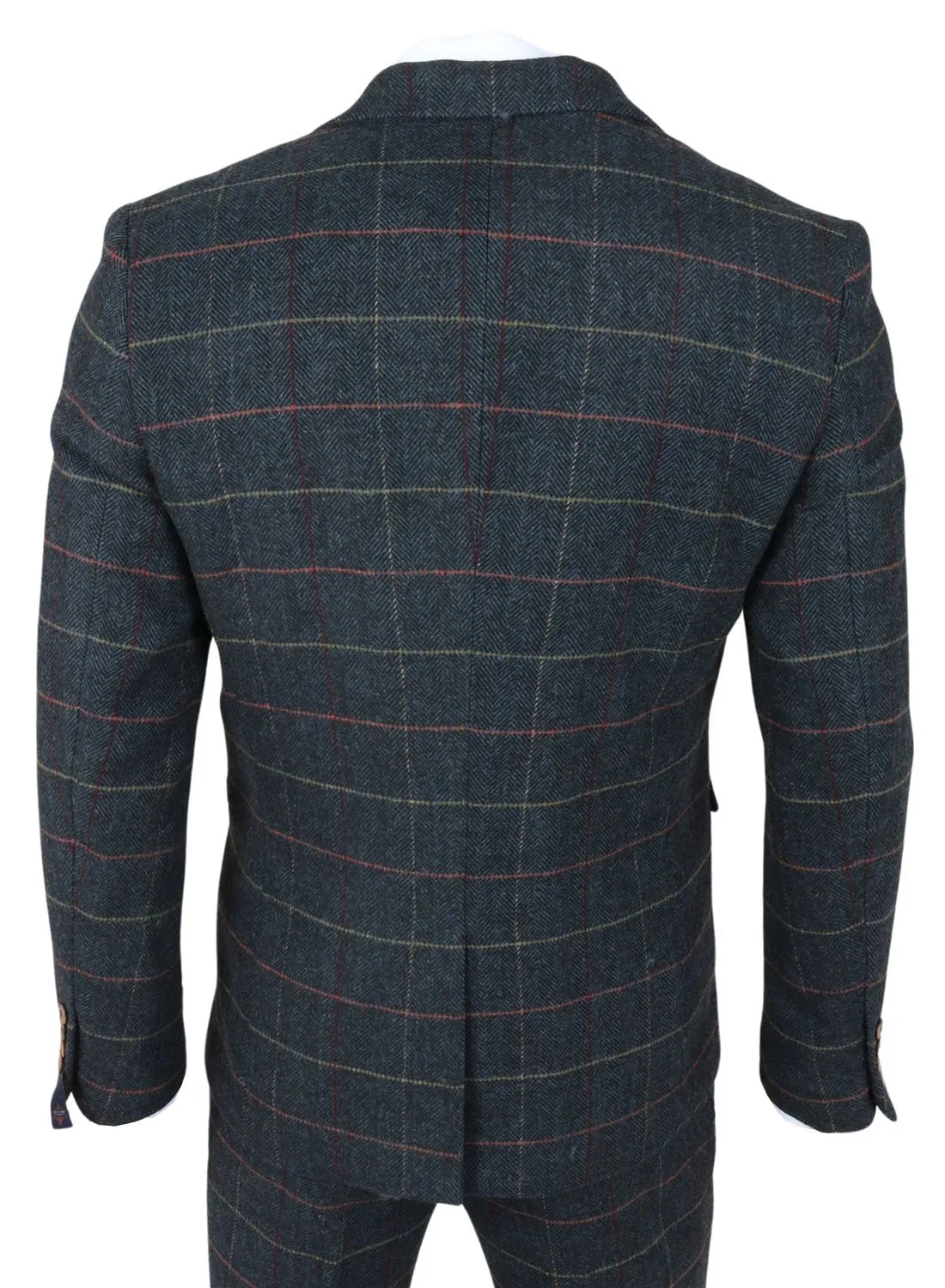 Archer 3 Piece Checked Herringbone Tweed Tailored Fit Formal Suit