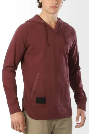 Athletic V Neck Long Sleeve Henley Pullover Shirt In Maroon