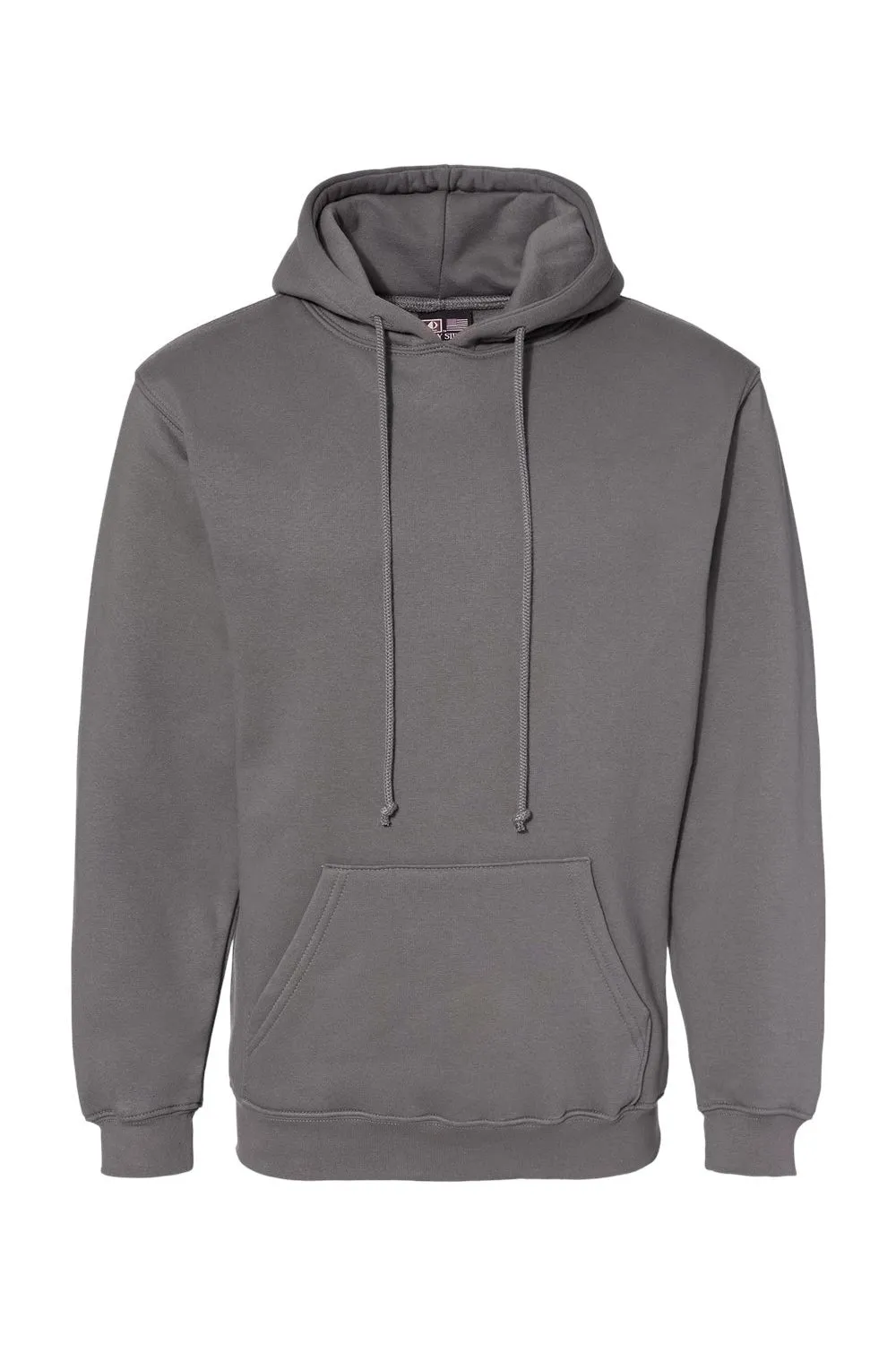Bayside Mens USA Made Hooded Sweatshirt Hoodie w/ Pouch Pocket - Charcoal Grey