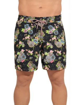 Black Bouquete Sailor Men Trunks In Black Bouquette
