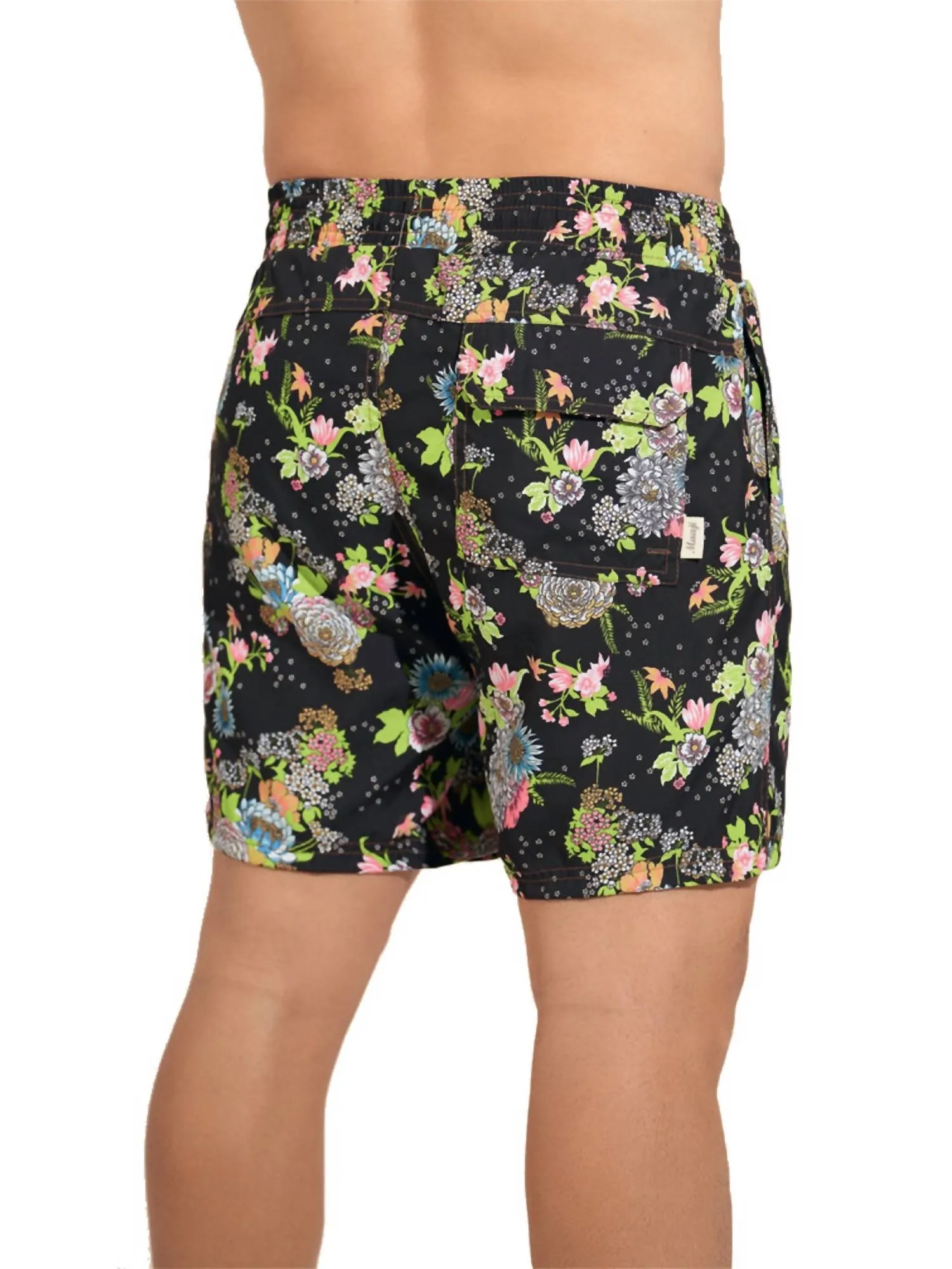 Black Bouquete Sailor Men Trunks In Black Bouquette