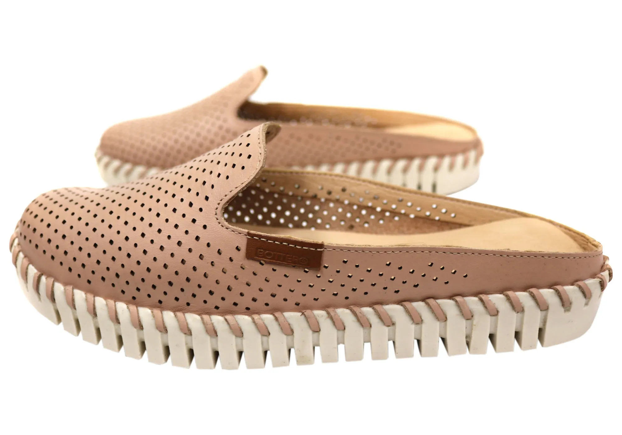 Bottero Holland Womens Comfort Leather Closed Toe Open Back Mules Bottero Shoes