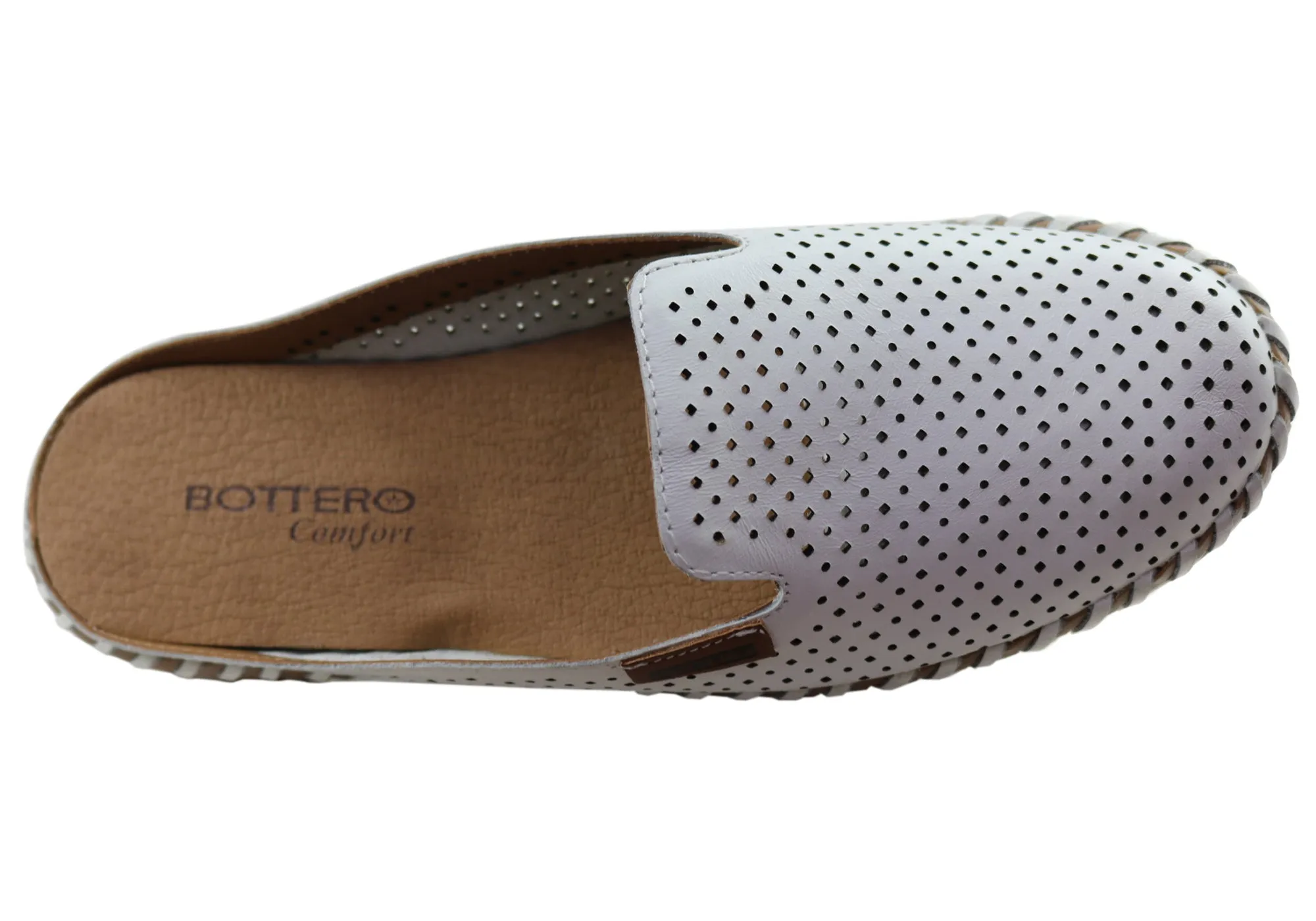 Bottero Holland Womens Comfort Leather Closed Toe Open Back Mules Bottero Shoes