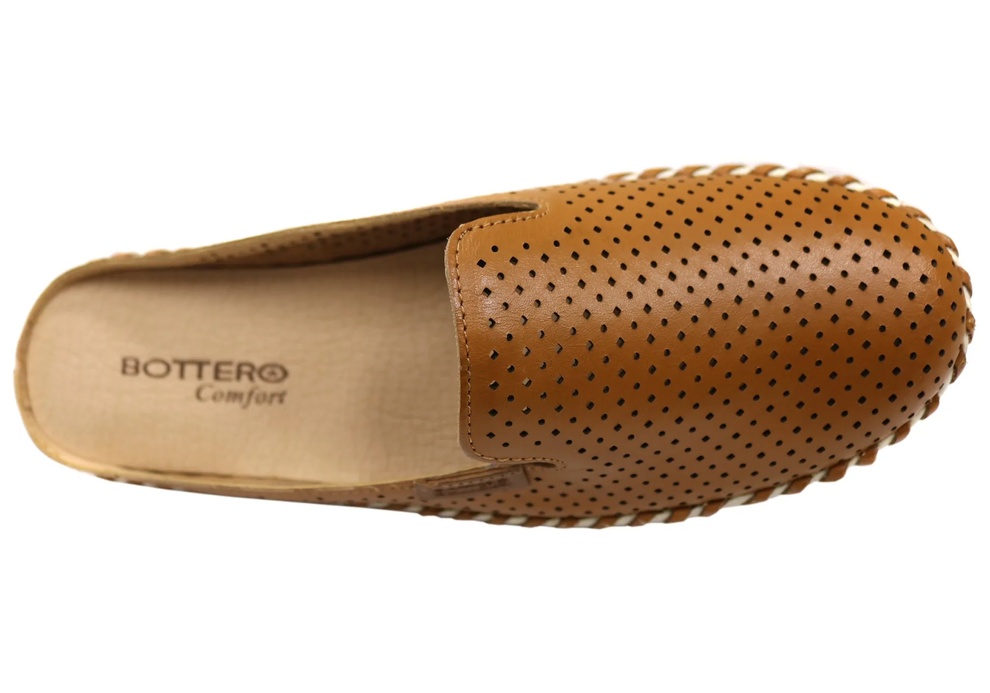 Bottero Holland Womens Comfort Leather Closed Toe Open Back Mules Bottero Shoes