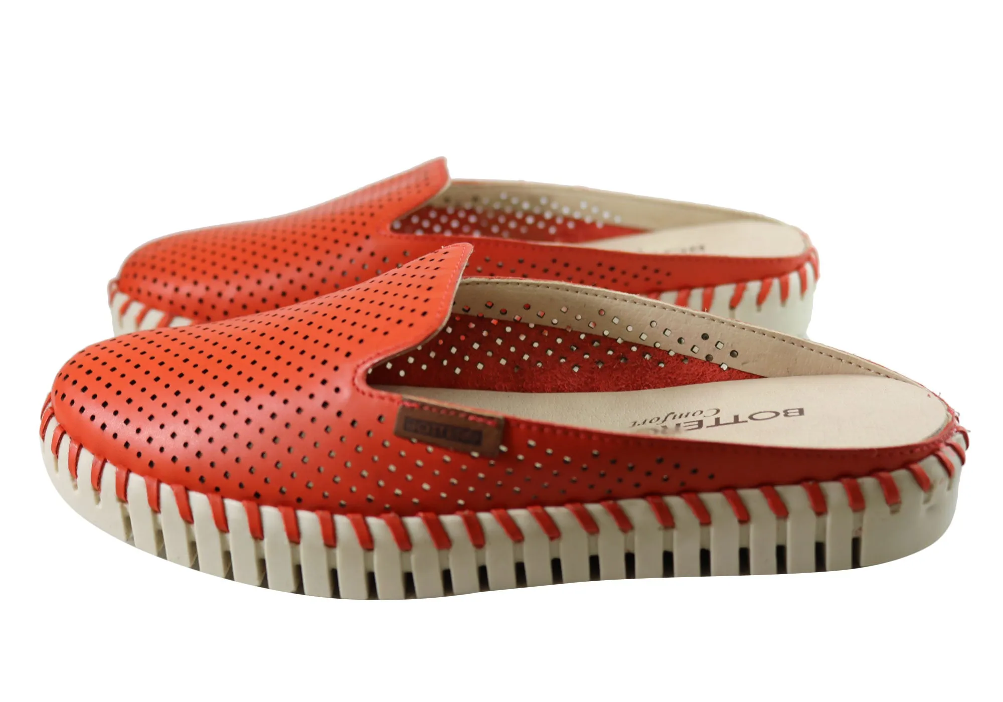 Bottero Holland Womens Comfort Leather Closed Toe Open Back Mules Bottero Shoes