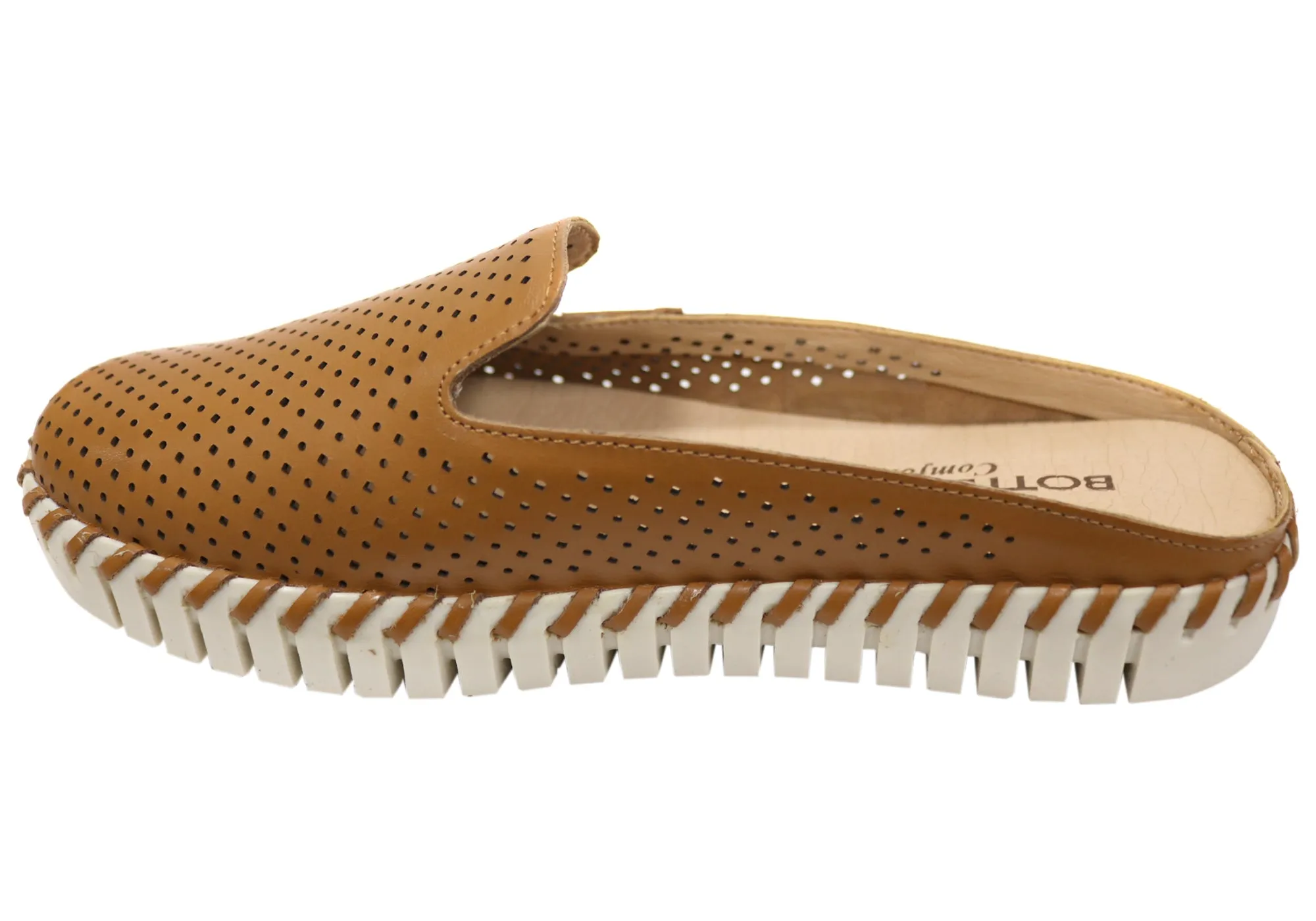 Bottero Holland Womens Comfort Leather Closed Toe Open Back Mules Bottero Shoes