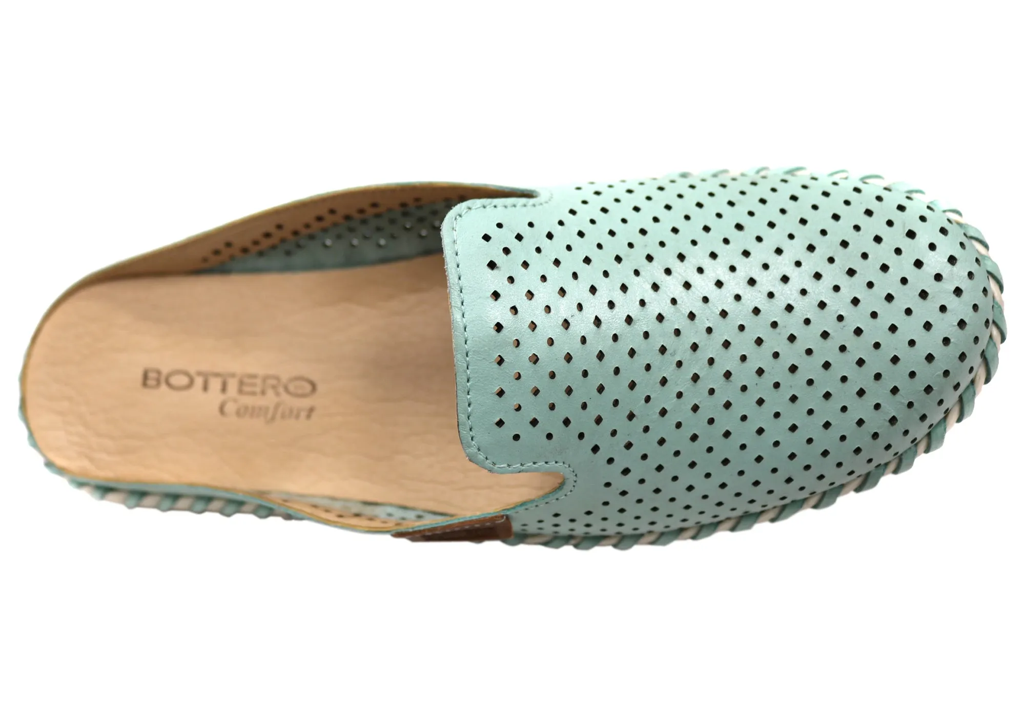 Bottero Holland Womens Comfort Leather Closed Toe Open Back Mules Bottero Shoes