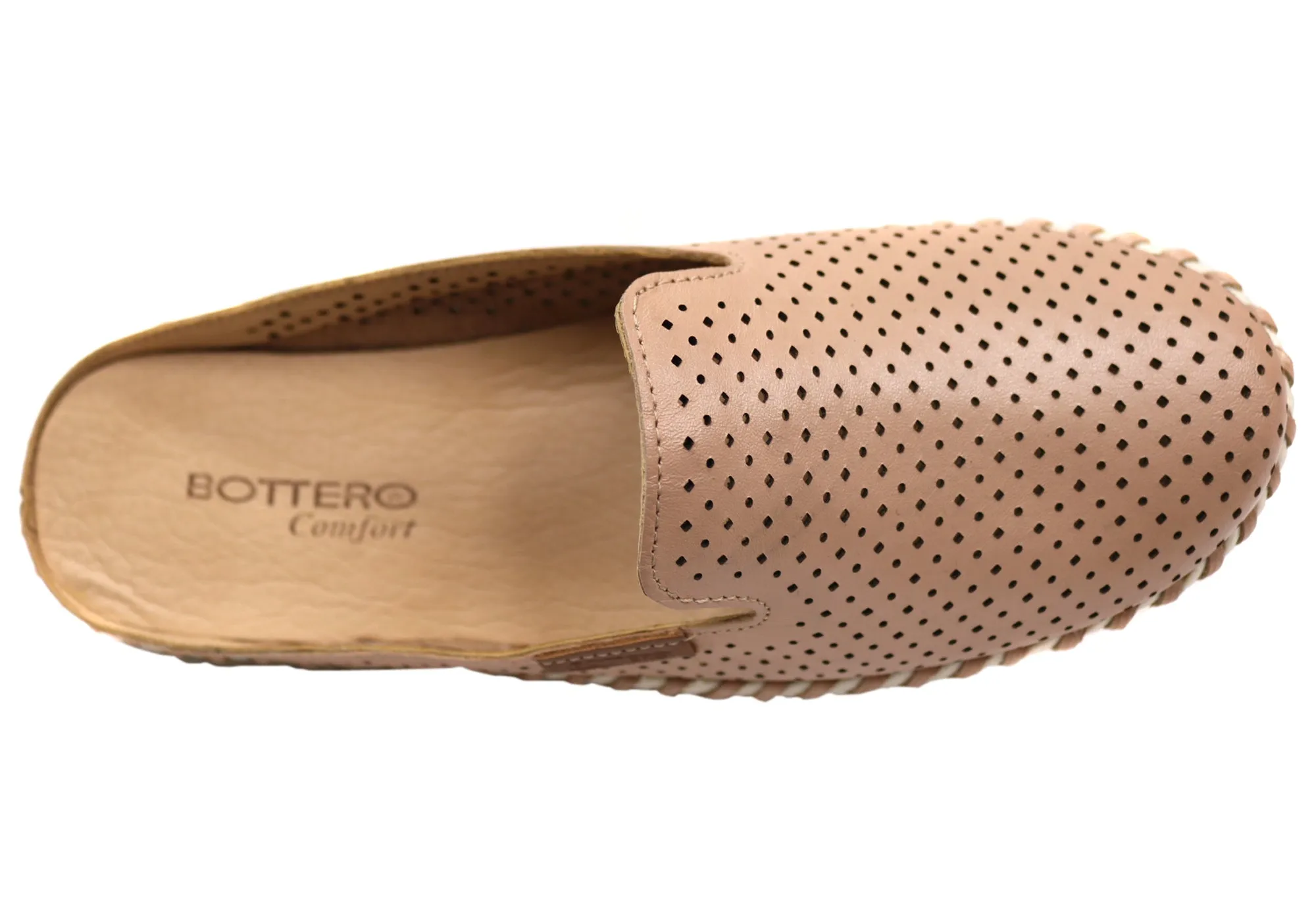 Bottero Holland Womens Comfort Leather Closed Toe Open Back Mules Bottero Shoes