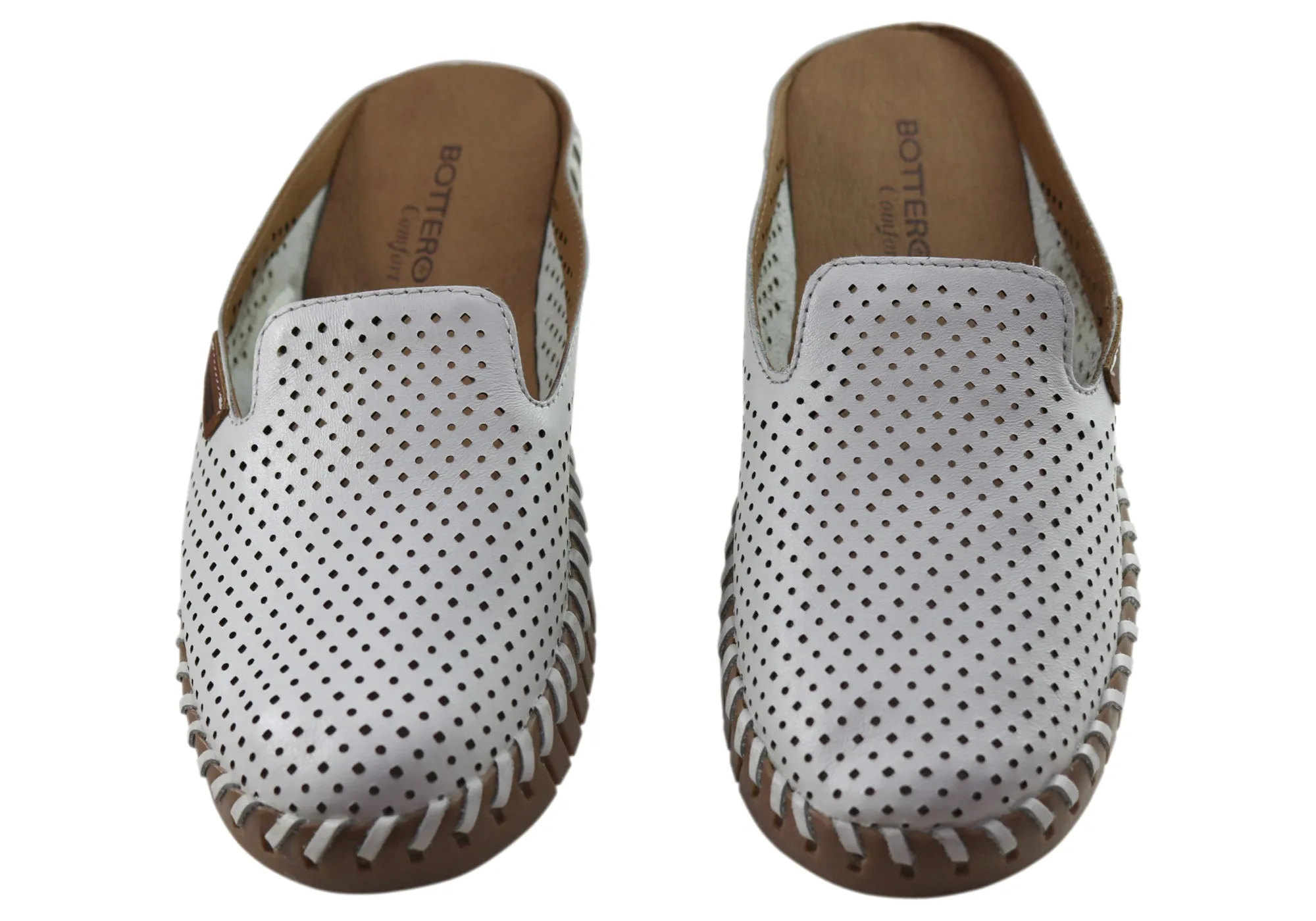 Bottero Holland Womens Comfort Leather Closed Toe Open Back Mules Bottero Shoes