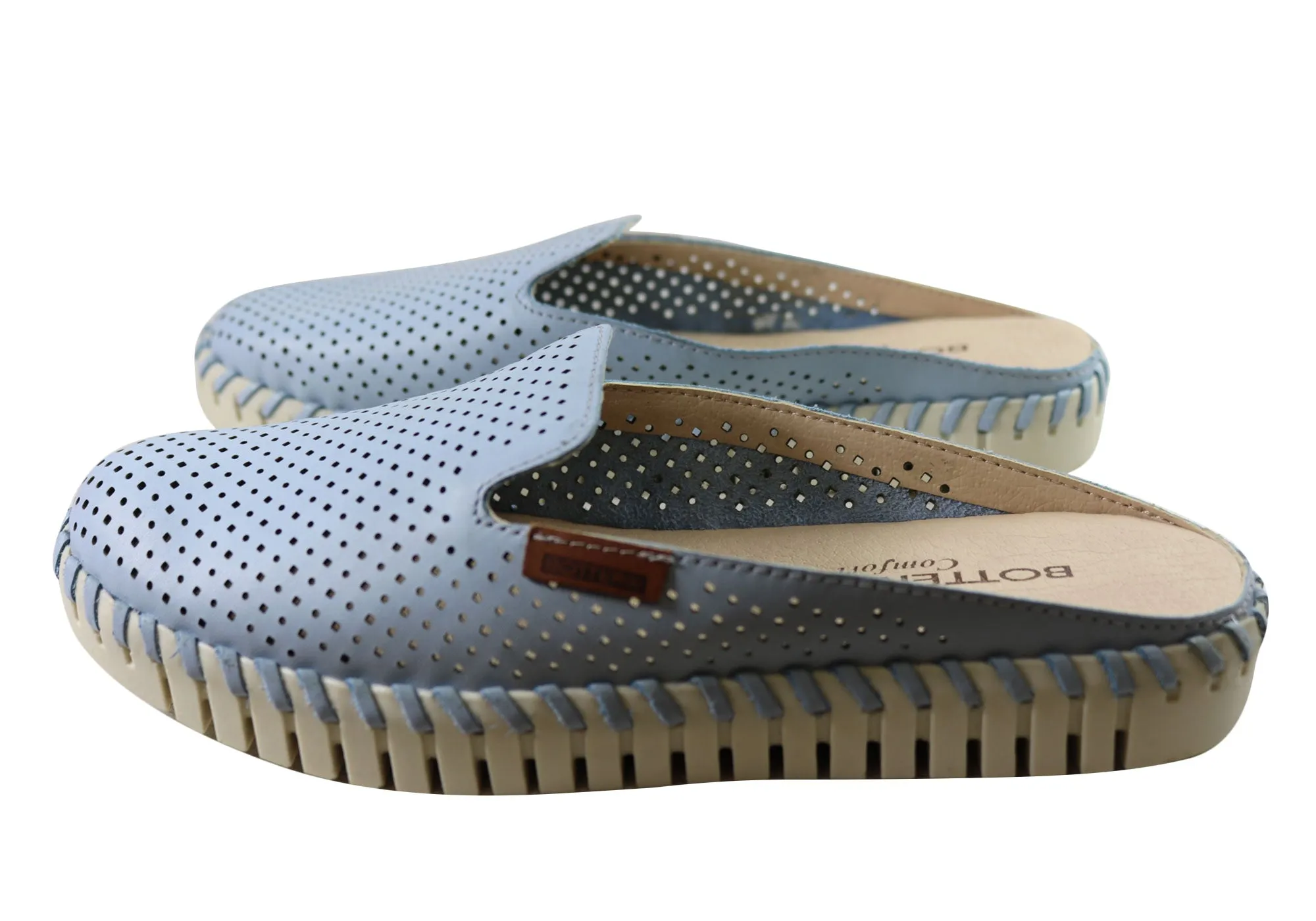 Bottero Holland Womens Comfort Leather Closed Toe Open Back Mules Bottero Shoes