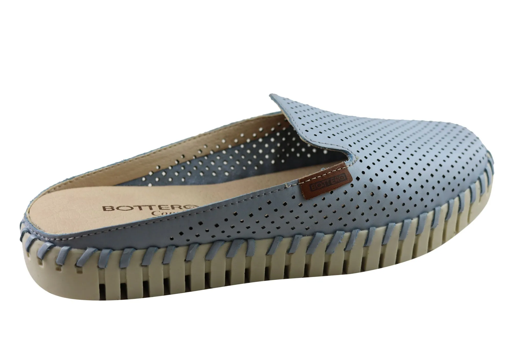 Bottero Holland Womens Comfort Leather Closed Toe Open Back Mules Bottero Shoes
