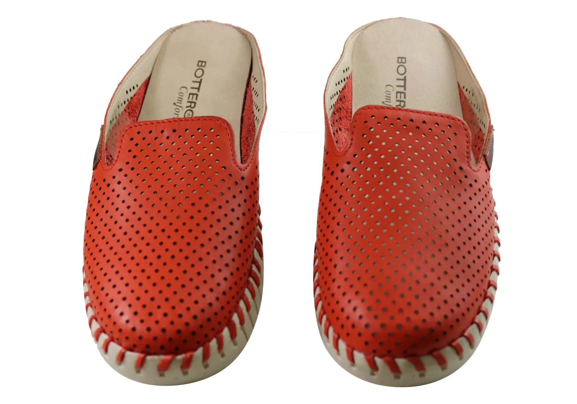 Bottero Holland Womens Comfort Leather Closed Toe Open Back Mules Bottero Shoes