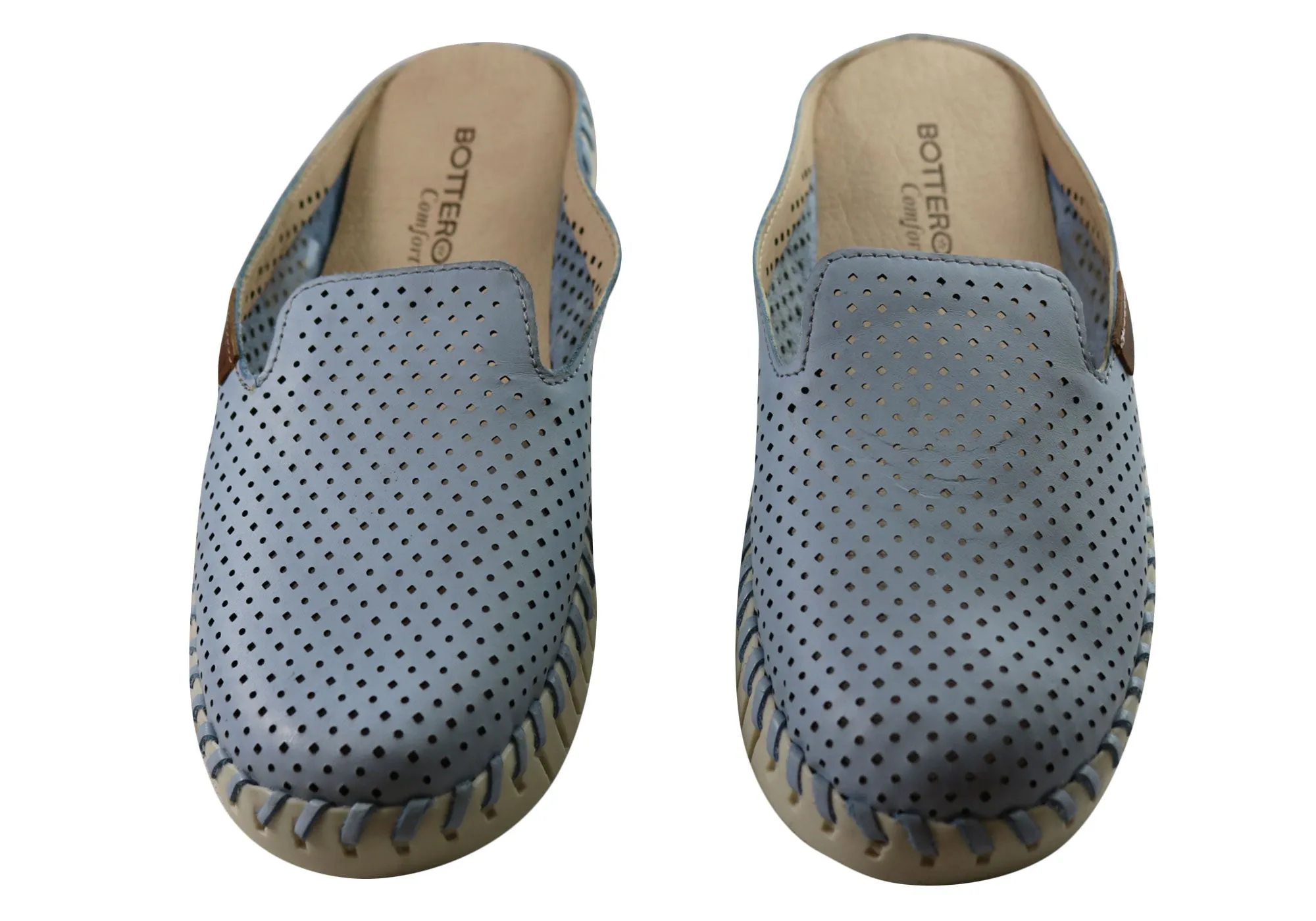 Bottero Holland Womens Comfort Leather Closed Toe Open Back Mules Bottero Shoes