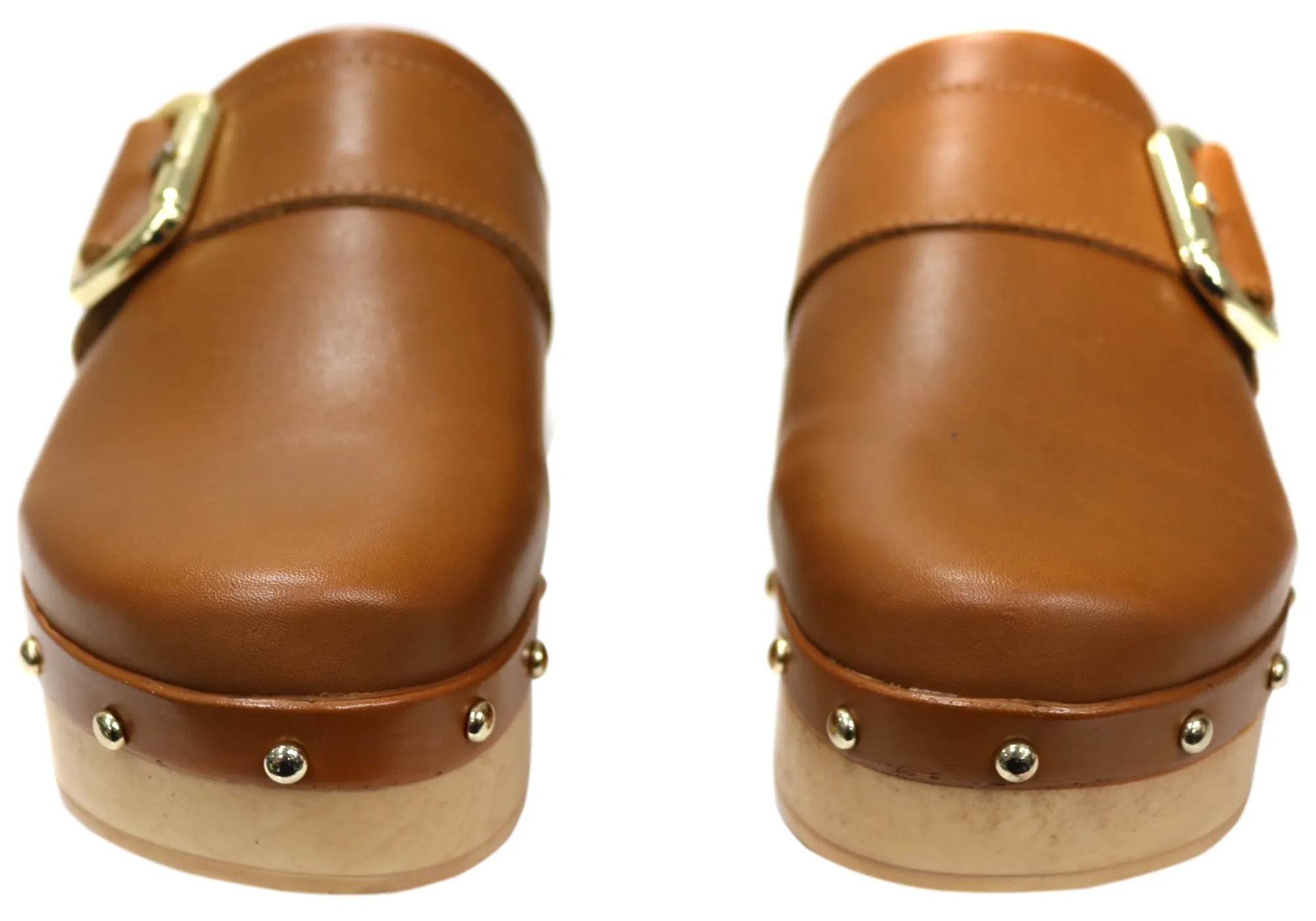 Bottero Jarniya Womens Leather Platform Open Back Shoes Mules Bottero Shoes