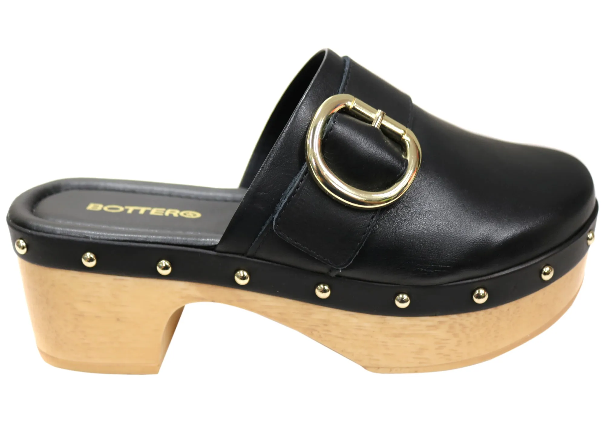 Bottero Jarniya Womens Leather Platform Open Back Shoes Mules Bottero Shoes