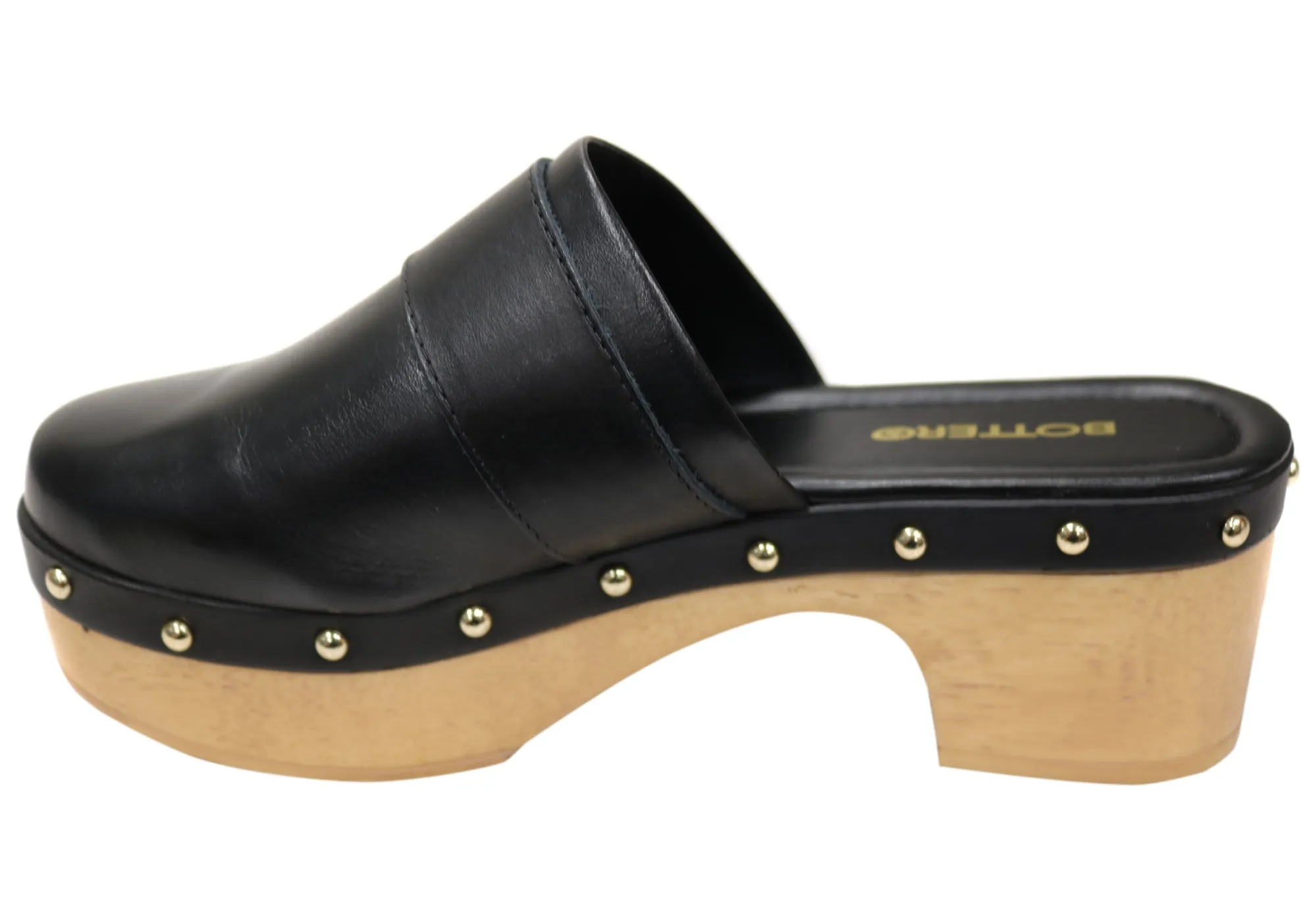 Bottero Jarniya Womens Leather Platform Open Back Shoes Mules Bottero Shoes