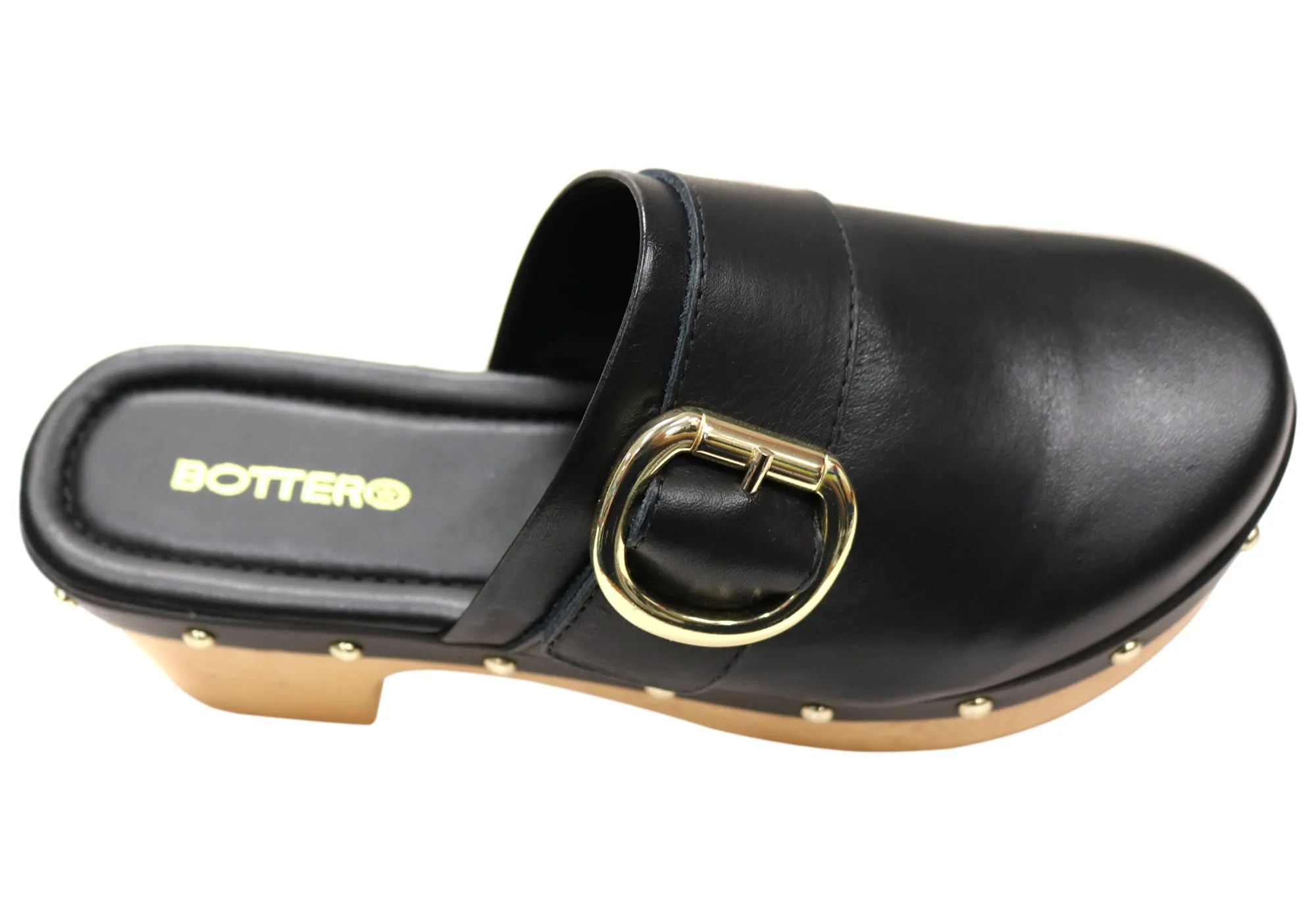 Bottero Jarniya Womens Leather Platform Open Back Shoes Mules Bottero Shoes