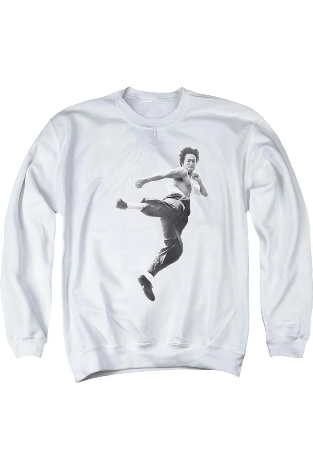 Bruce Lee Flying Kick Adult Crewneck Sweatshirt