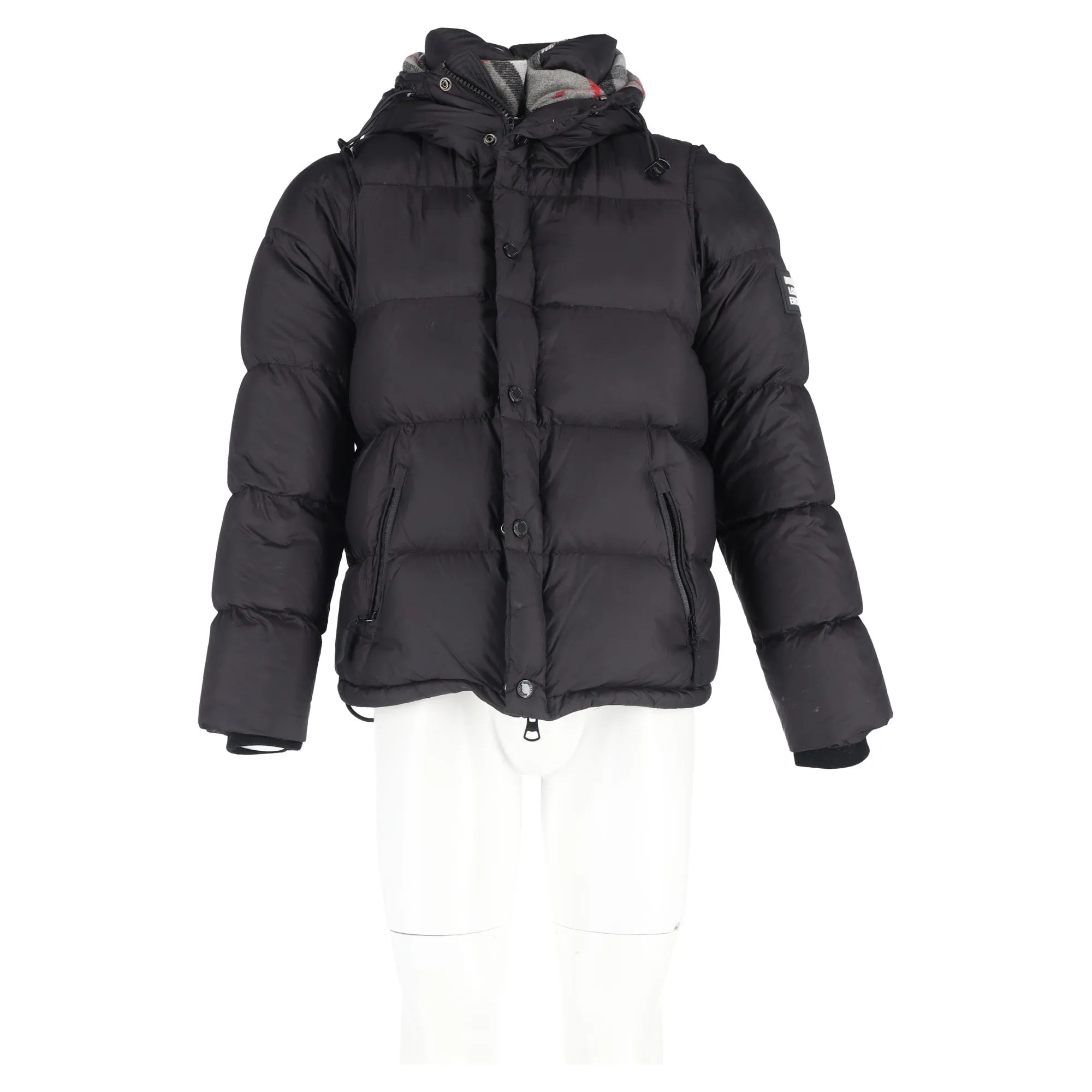 Burberry Logo-Appliqué Puffer Jacket in Black Nylon
