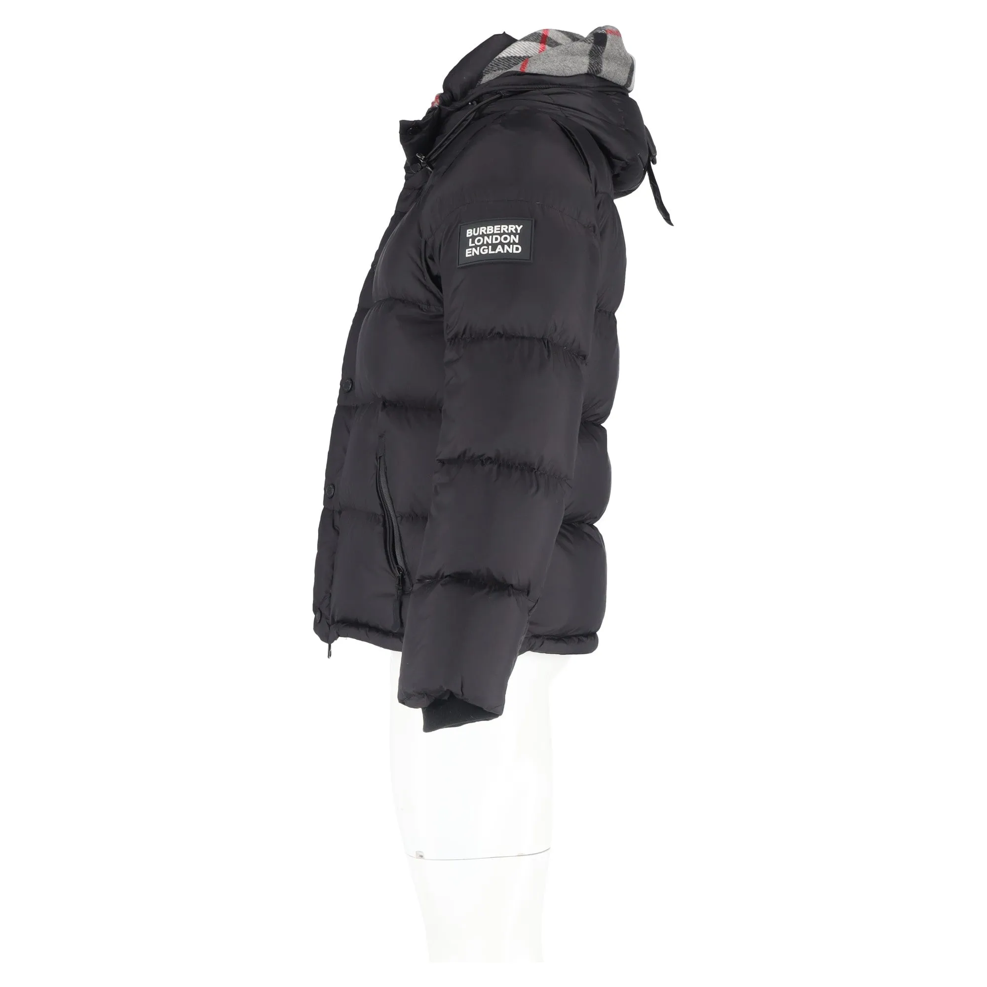 Burberry Logo-Appliqué Puffer Jacket in Black Nylon