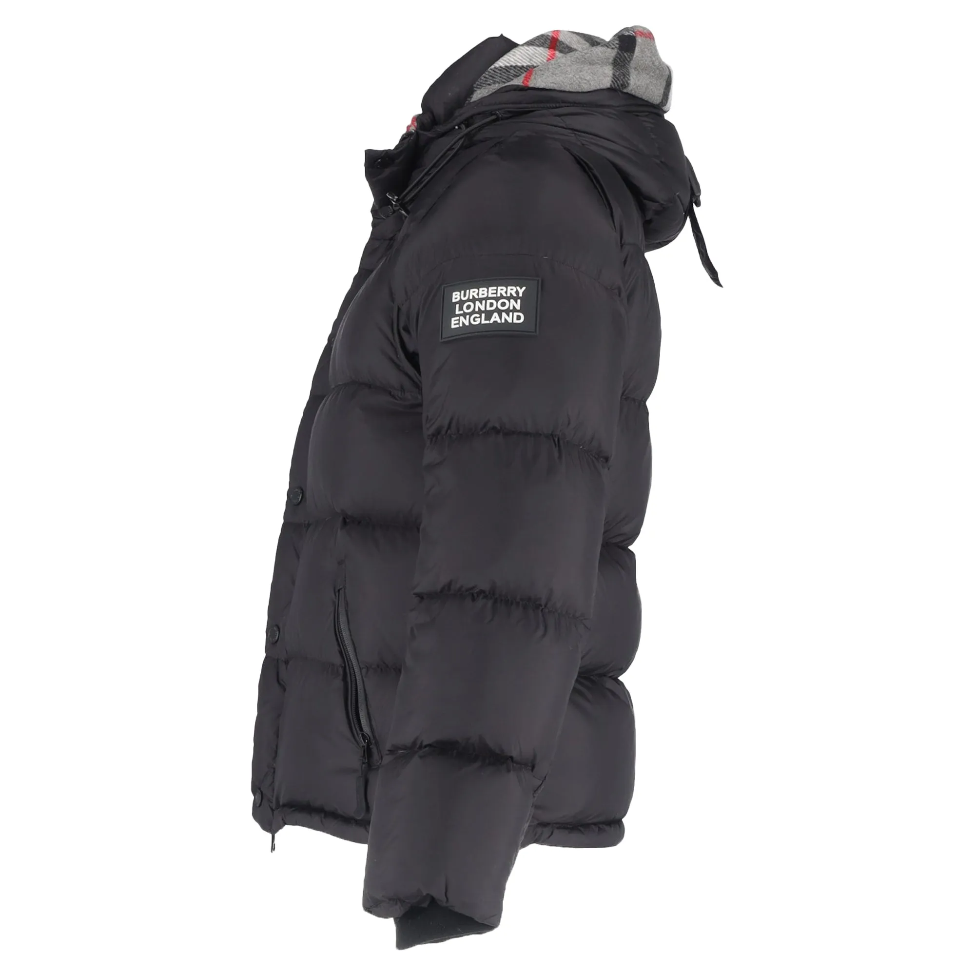 Burberry Logo-Appliqué Puffer Jacket in Black Nylon