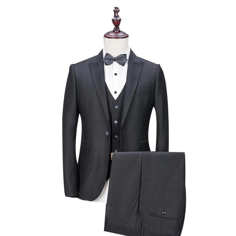 Business Style Men's Suit 3-Piece Suit Blazer   Pant   Vest Black