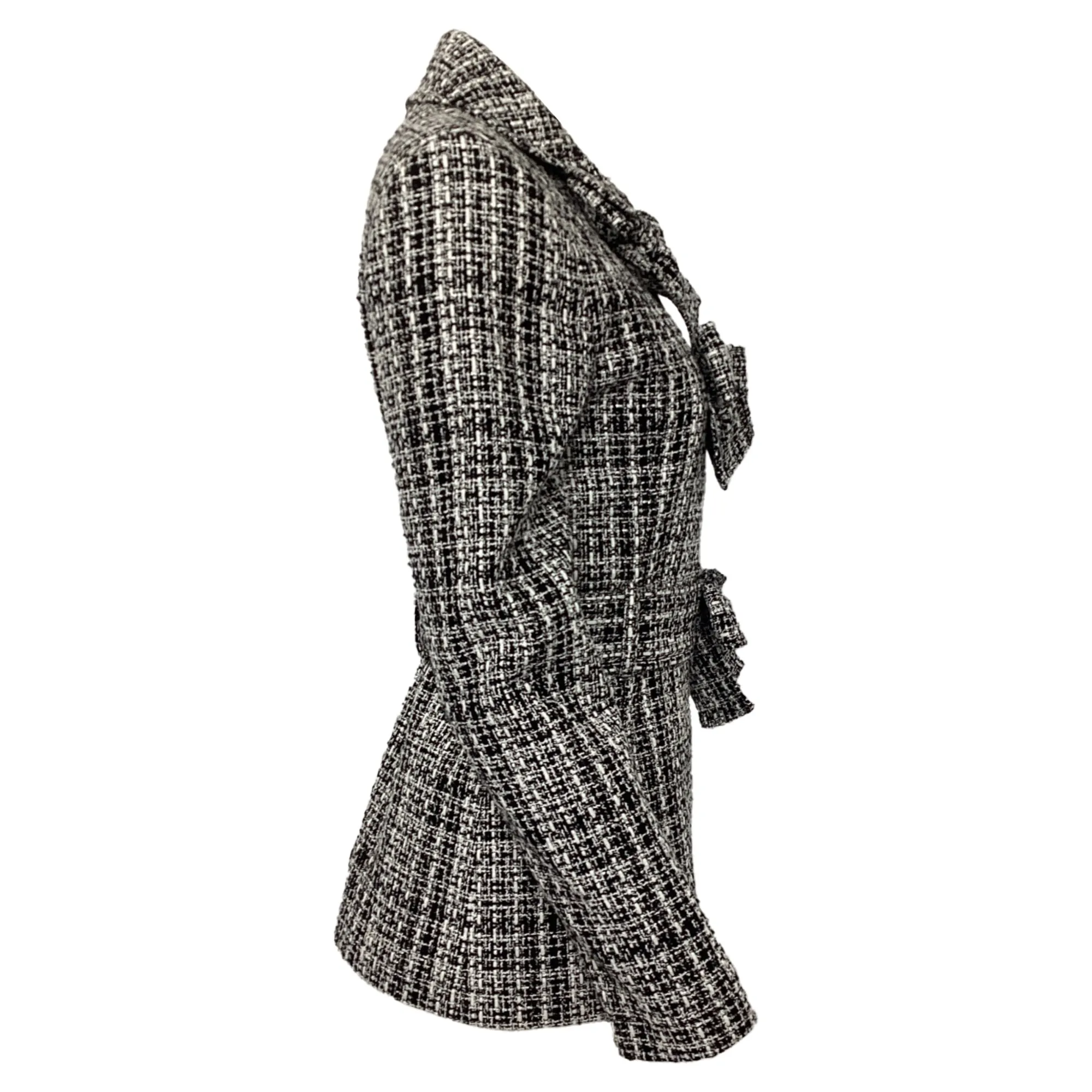 Carolina Herrera Triple Bow Check Tweed Jacket in Black Cotton