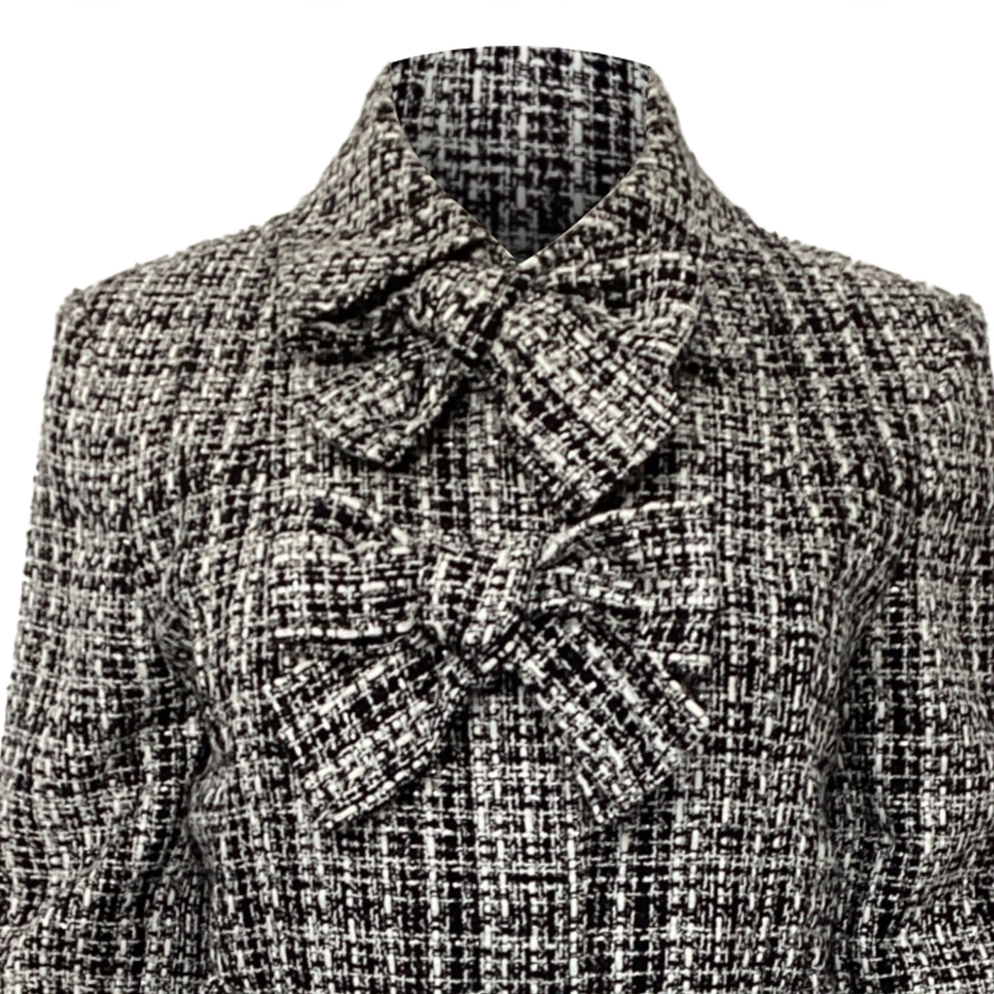 Carolina Herrera Triple Bow Check Tweed Jacket in Black Cotton