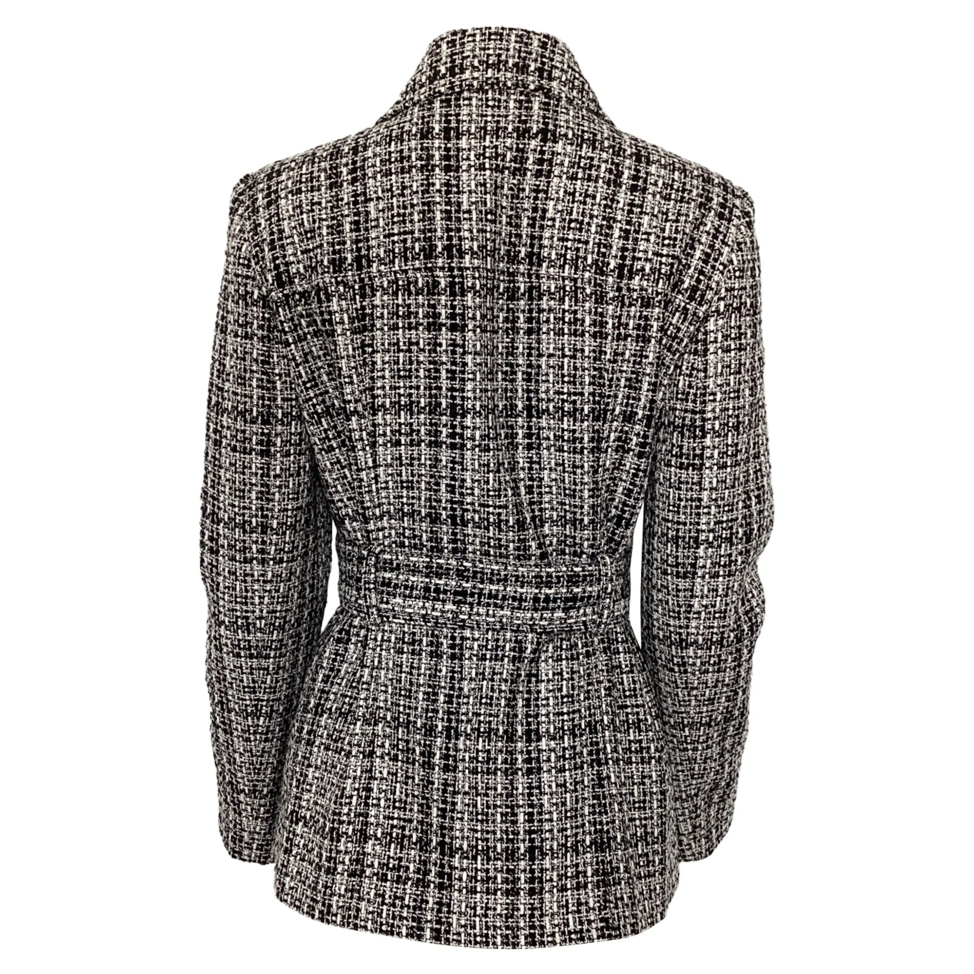 Carolina Herrera Triple Bow Check Tweed Jacket in Black Cotton