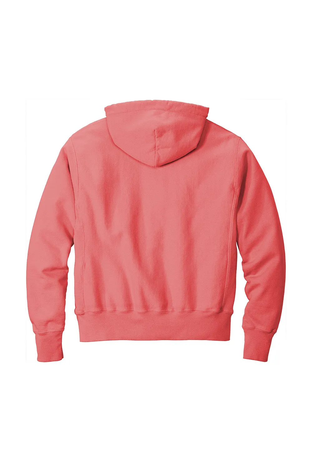 Champion Mens Reverse Weave Garment Dyed Hooded Sweatshirt Hoodie w/ Pouch Pocket - Coral Craze