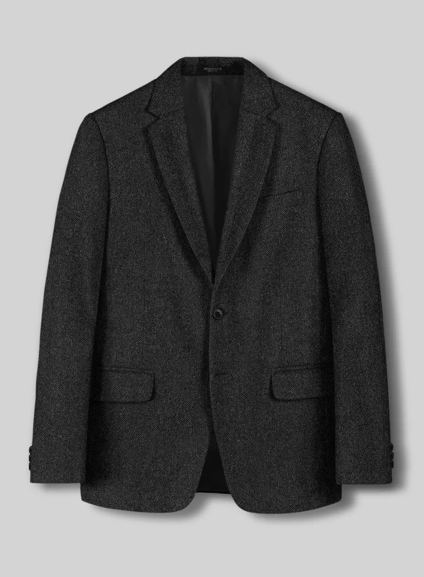 Charcoal Herringbone Tweed Suit