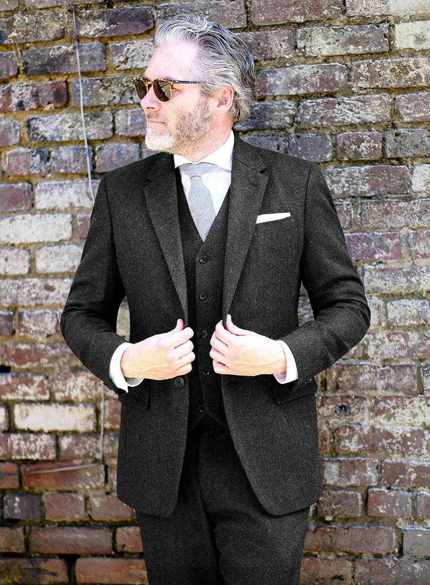 Charcoal Herringbone Tweed Suit