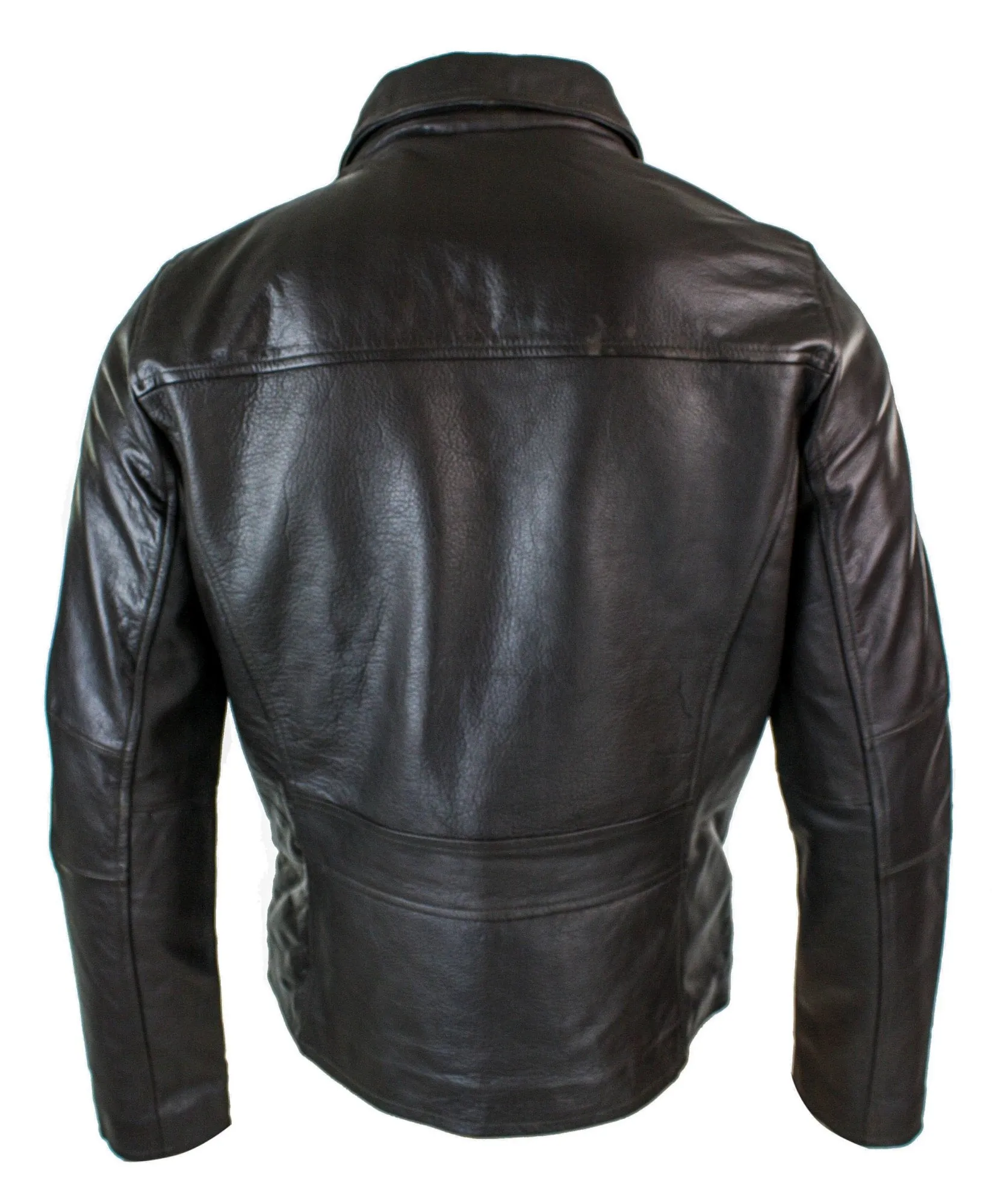 Classic Real Leather Collar Box Jacket