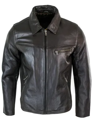 Classic Real Leather Collar Box Jacket
