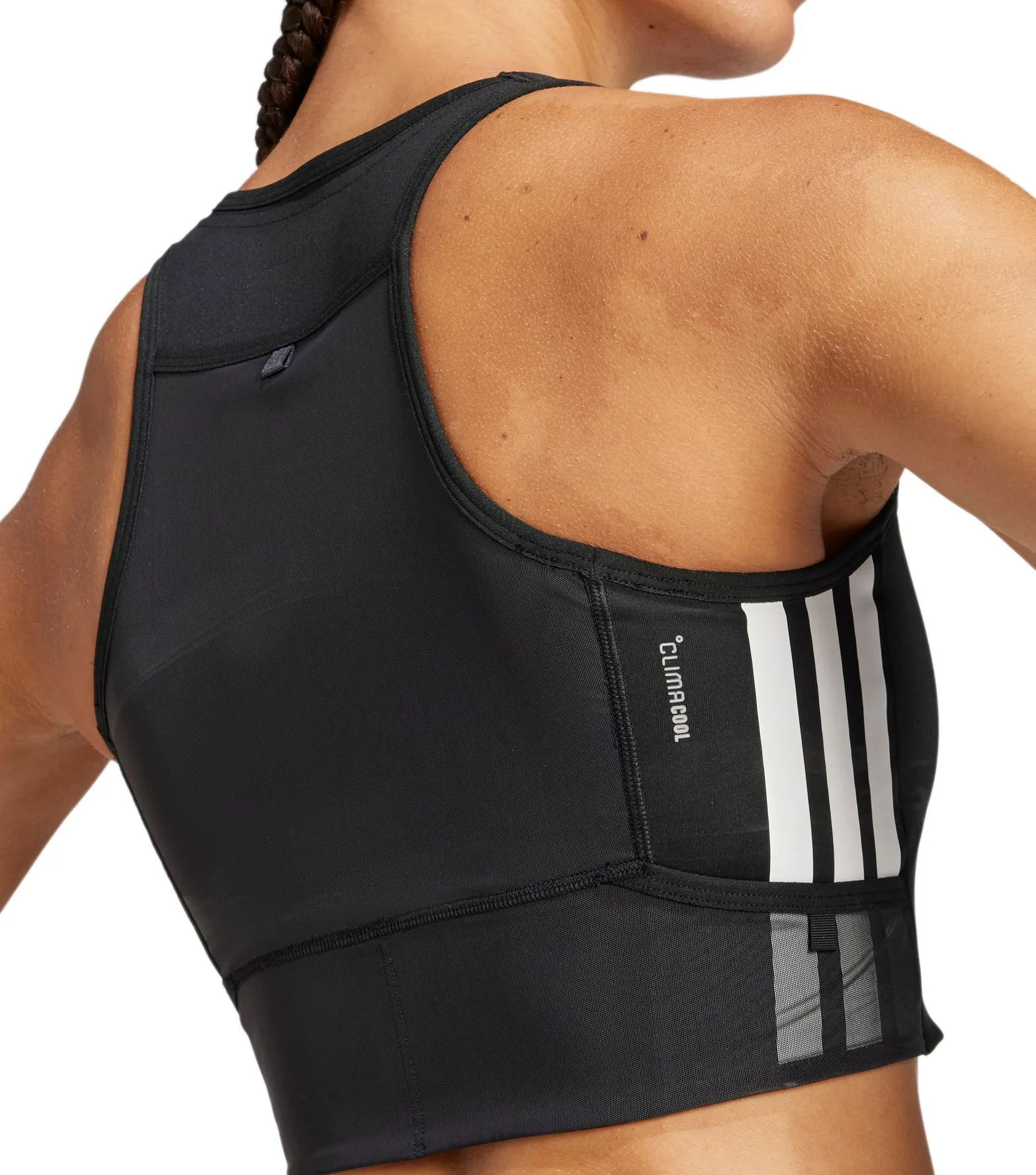 Clothing Adidas  Women adidas Adizero Gel Pocket Womens Running Crop Top - Black