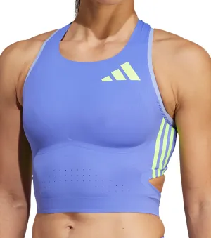 Clothing Adidas  Women adidas Adizero Promo Womens Running Crop Top - Blue